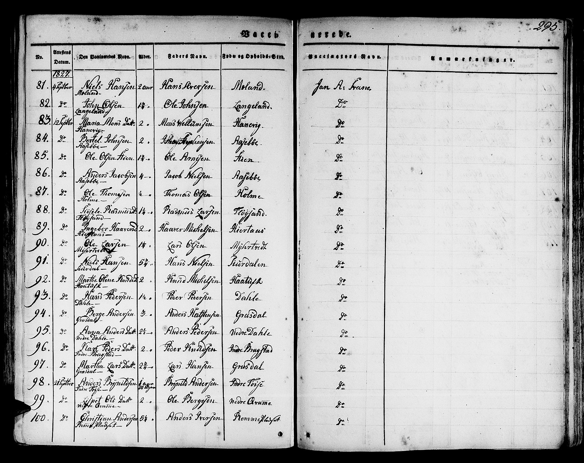 Hamre sokneprestembete, SAB/A-75501/H/Ha/Haa/Haaa/L0011: Parish register (official) no. A 11, 1826-1834, p. 295