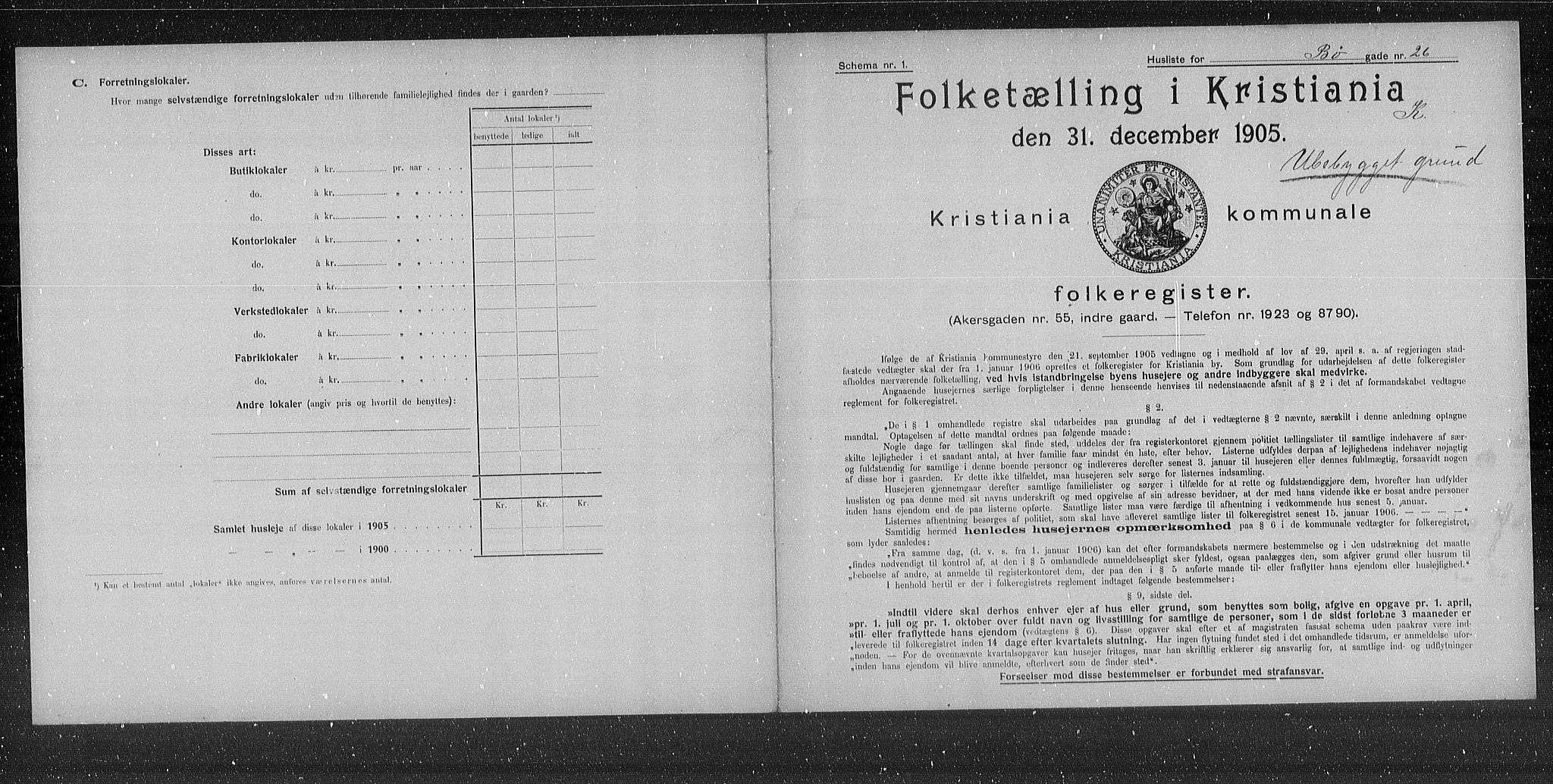 OBA, Municipal Census 1905 for Kristiania, 1905, p. 5914