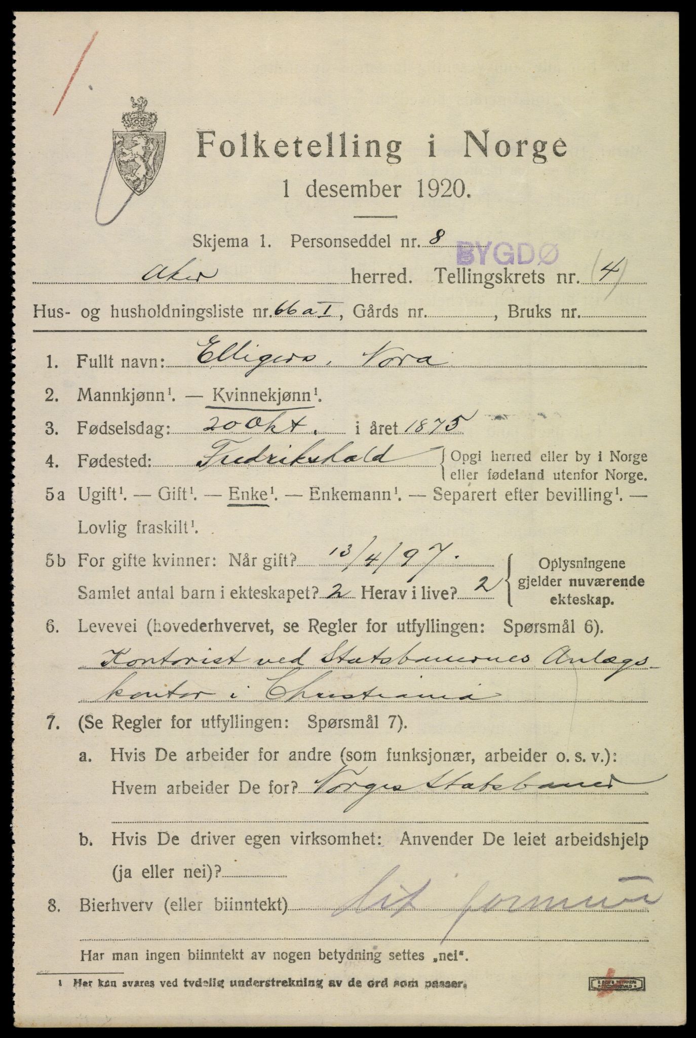 SAO, 1920 census for Aker, 1920, p. 30106