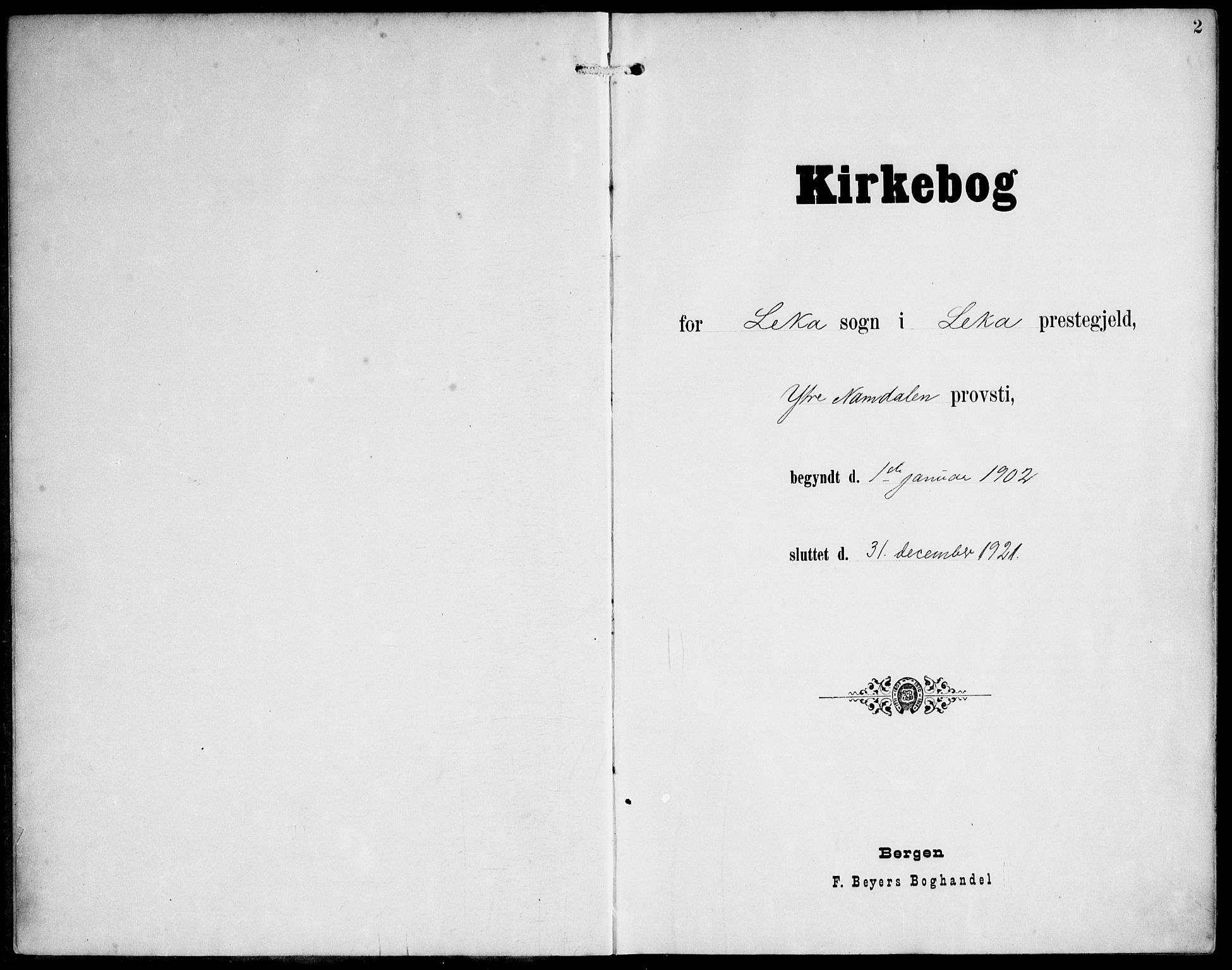 Ministerialprotokoller, klokkerbøker og fødselsregistre - Nord-Trøndelag, AV/SAT-A-1458/788/L0698: Parish register (official) no. 788A05, 1902-1921, p. 2