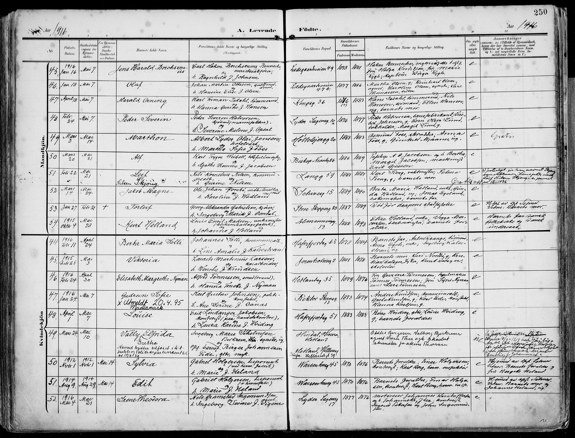 St. Petri sokneprestkontor, AV/SAST-A-101813/002/A/L0005: Parish register (official) no. A 23, 1902-1918, p. 250