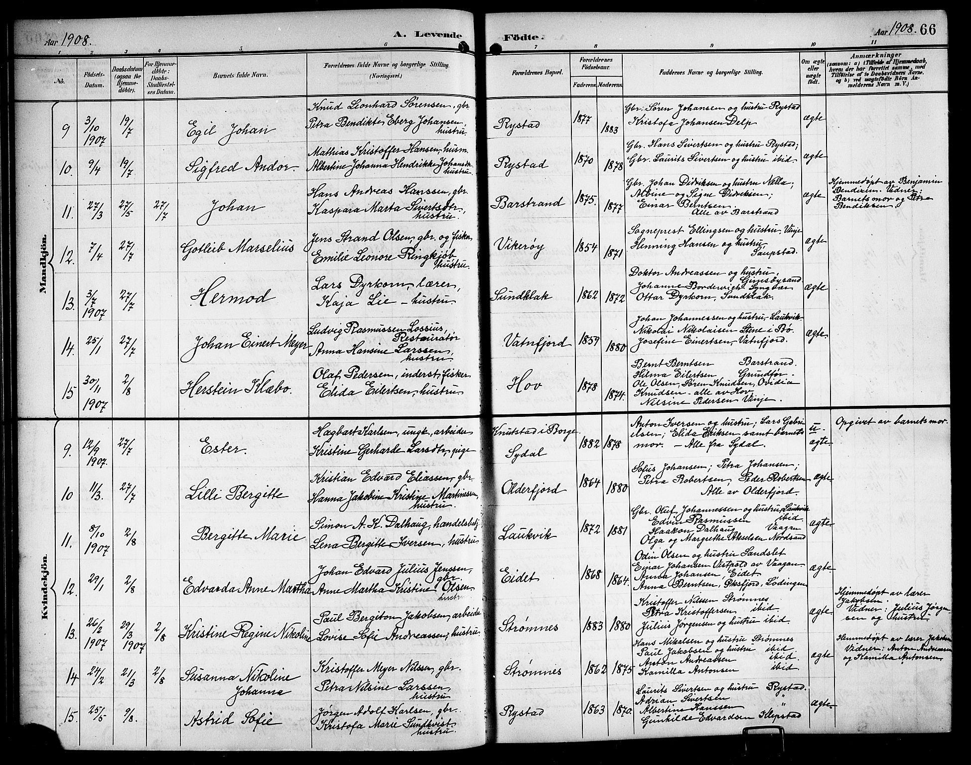 Ministerialprotokoller, klokkerbøker og fødselsregistre - Nordland, AV/SAT-A-1459/876/L1105: Parish register (copy) no. 876C04, 1896-1914, p. 66