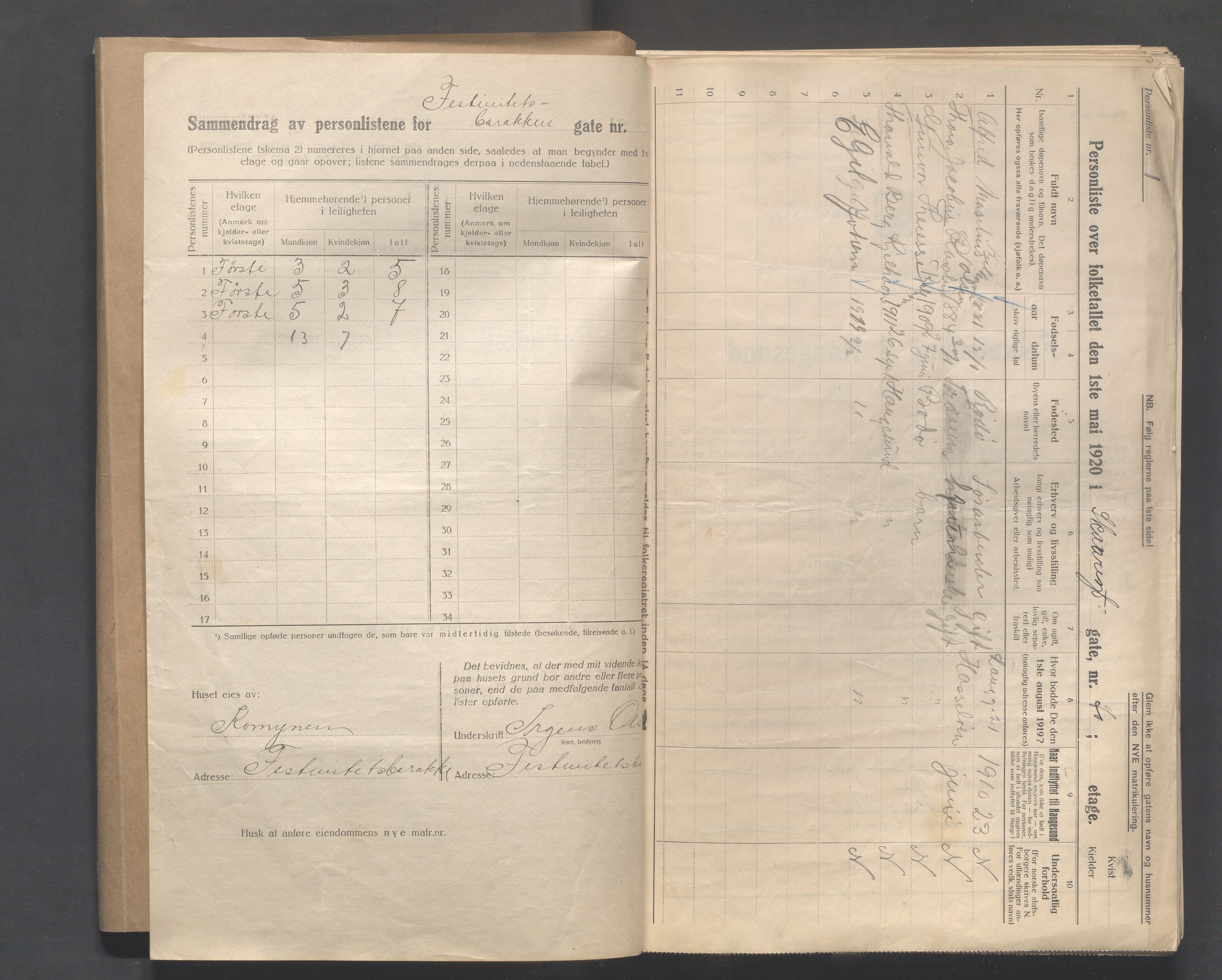 IKAR, Local census 1.5.1920 for Haugesund, 1920, p. 3427