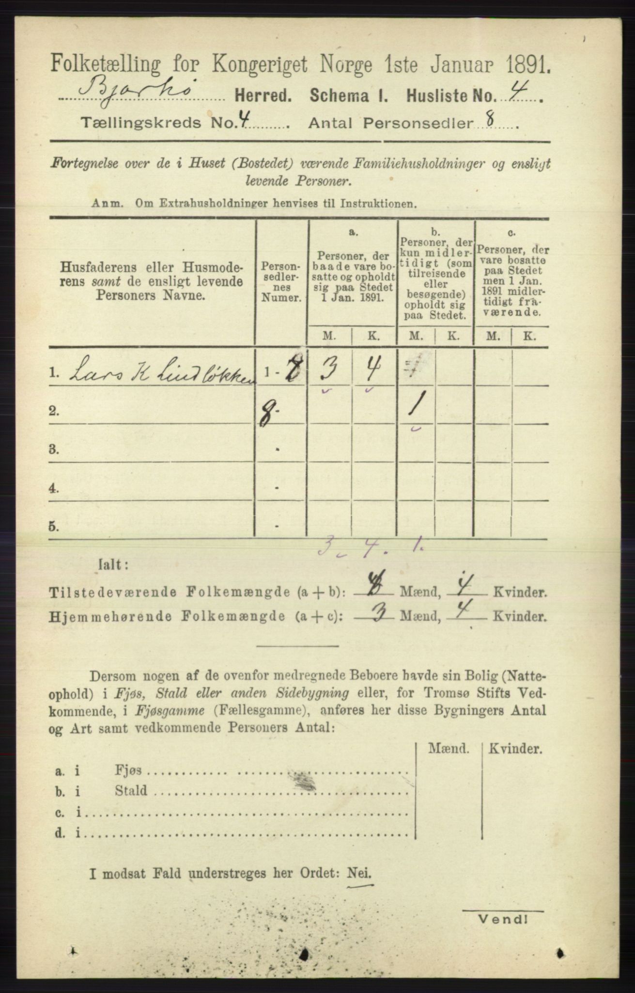 RA, 1891 census for 1915 Bjarkøy, 1891, p. 1875