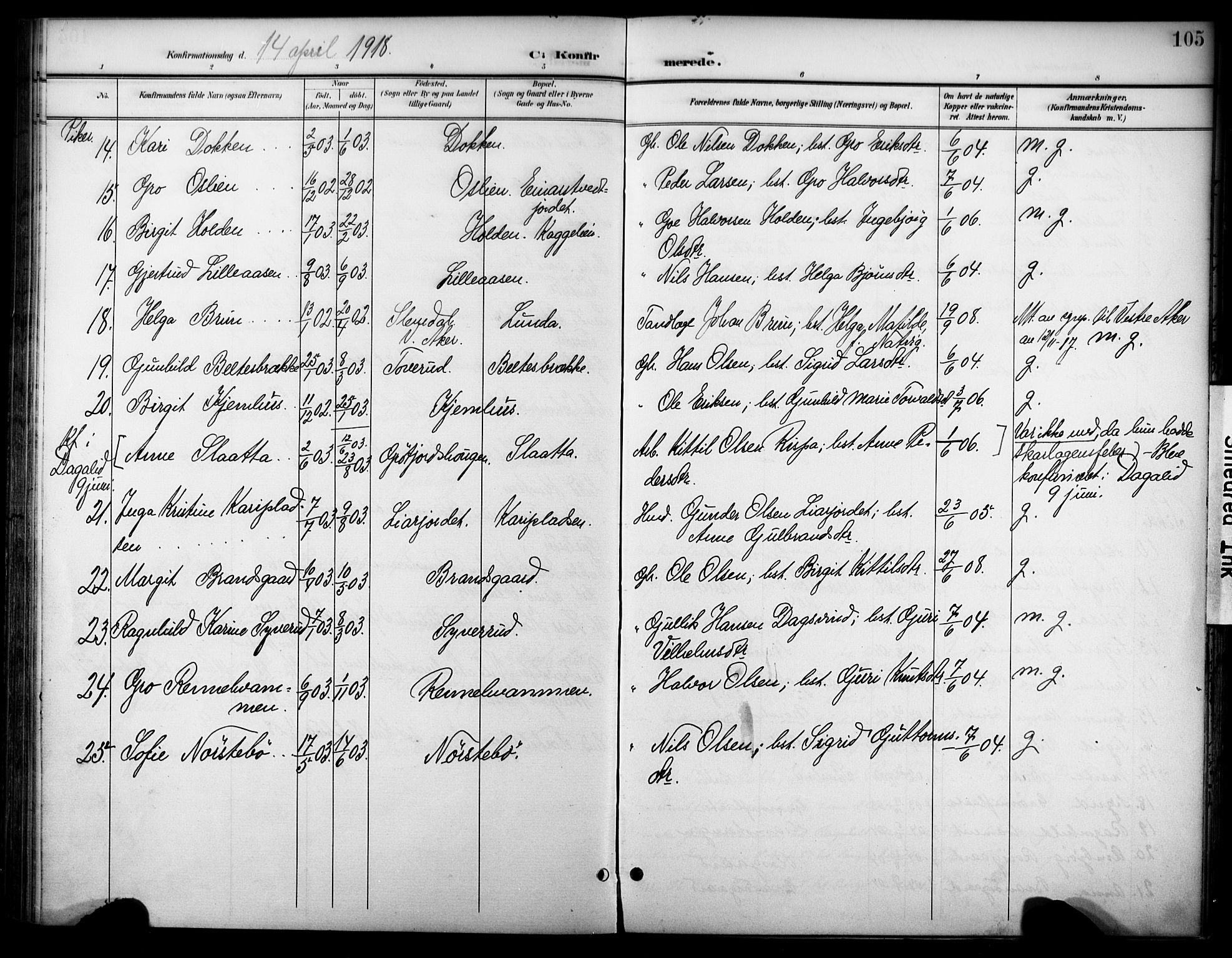 Nore kirkebøker, AV/SAKO-A-238/F/Fc/L0005: Parish register (official) no. III 5, 1898-1922, p. 105