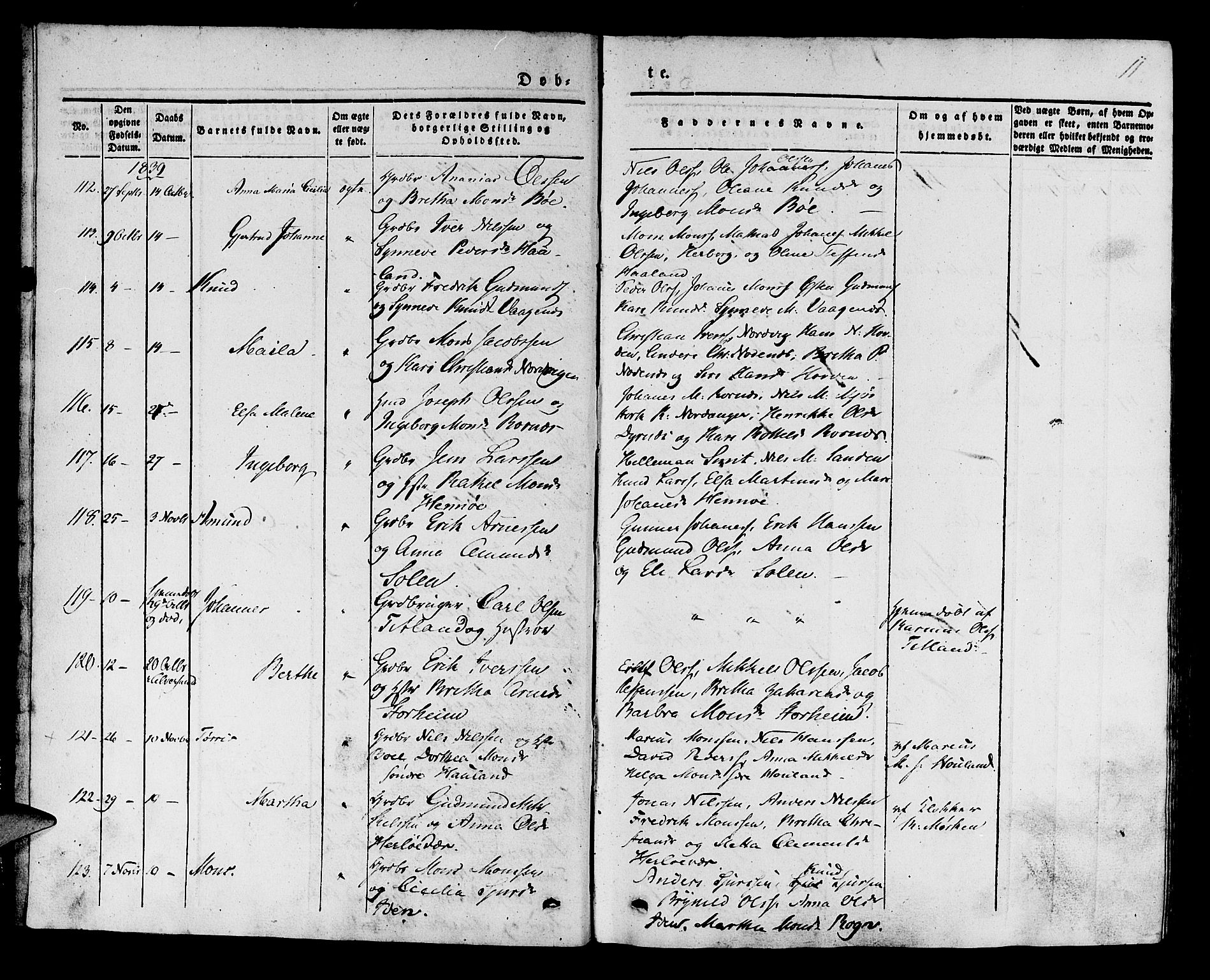 Manger sokneprestembete, AV/SAB-A-76801/H/Haa: Parish register (official) no. A 5, 1839-1848, p. 11