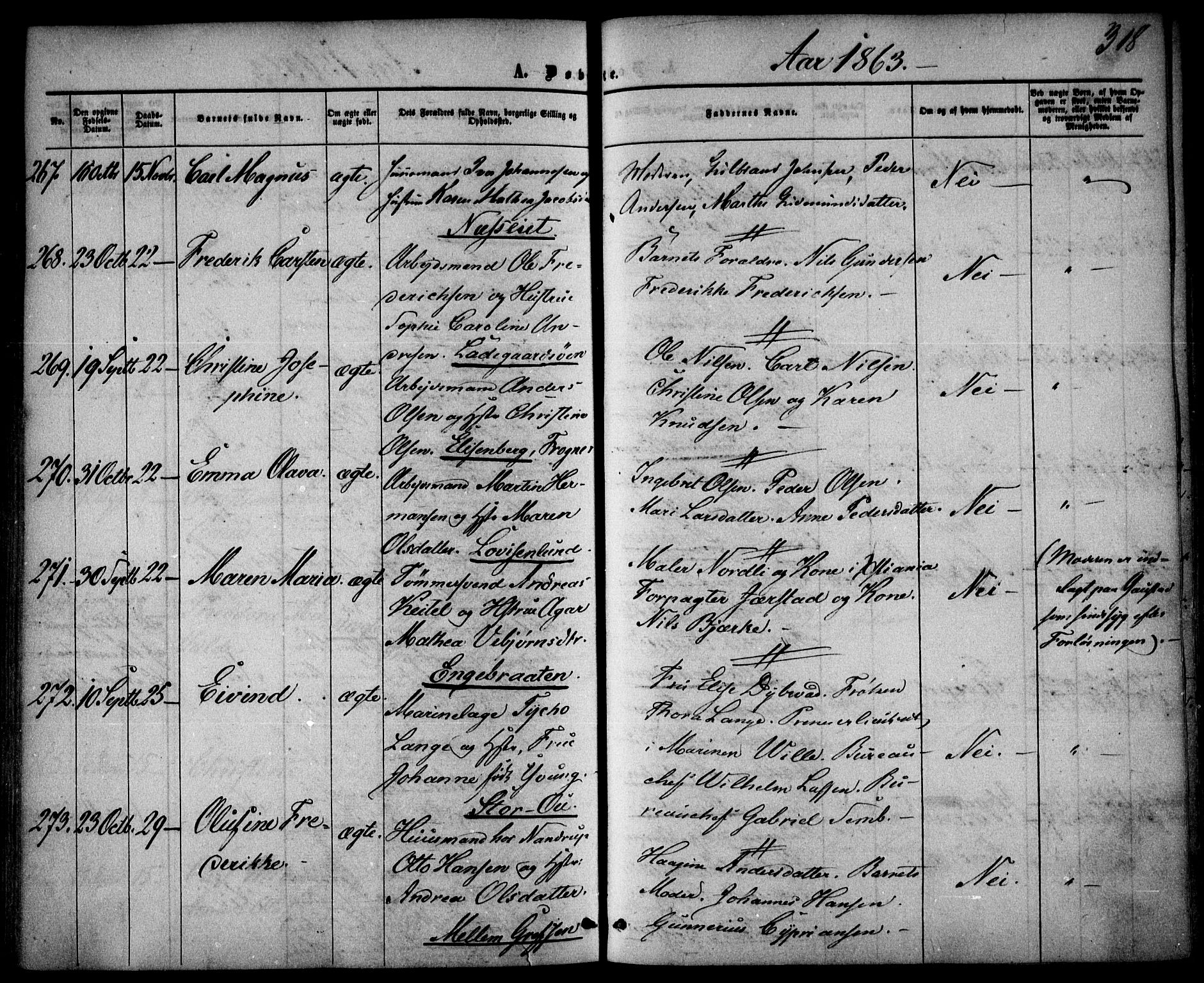 Vestre Aker prestekontor Kirkebøker, AV/SAO-A-10025/F/Fa/L0003: Parish register (official) no. 3, 1857-1868, p. 318