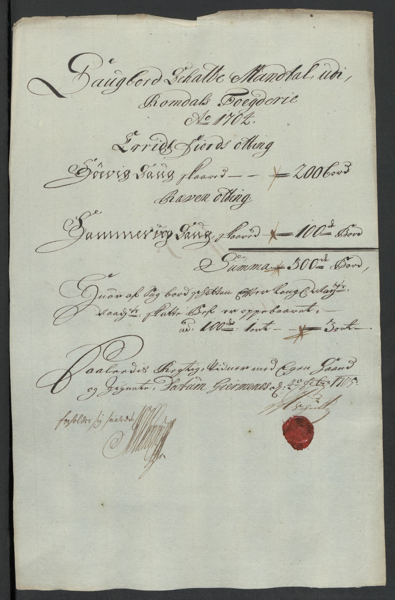 Rentekammeret inntil 1814, Reviderte regnskaper, Fogderegnskap, RA/EA-4092/R55/L3656: Fogderegnskap Romsdal, 1703-1705, p. 235