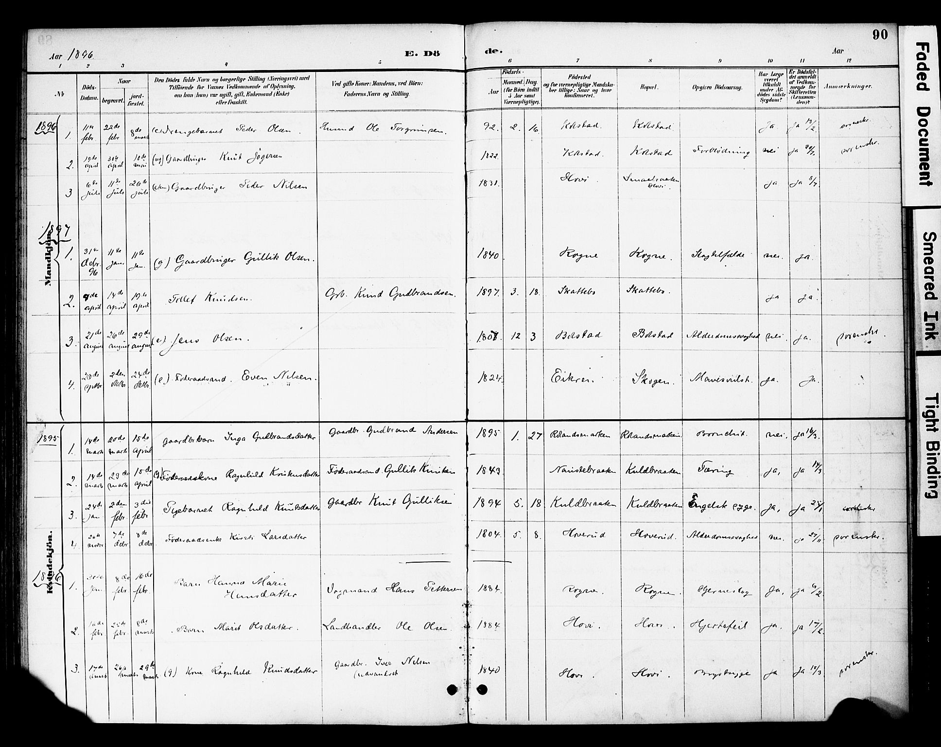 Øystre Slidre prestekontor, AV/SAH-PREST-138/H/Ha/Haa/L0003: Parish register (official) no. 3, 1887-1910, p. 90