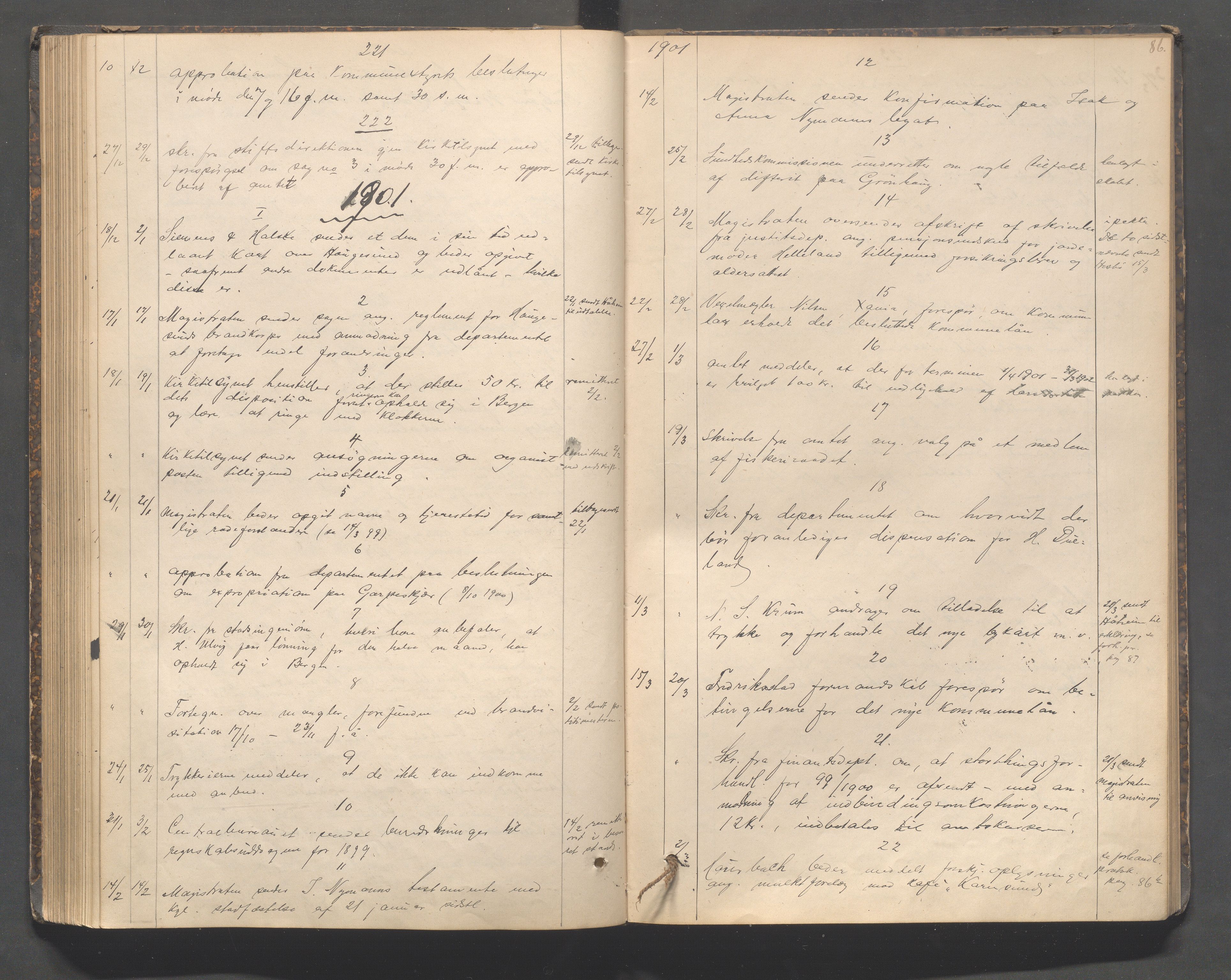 Haugesund kommune - Formannskapet, IKAR/X-0001/C/L0002: Journal, 1887-1907, p. 86