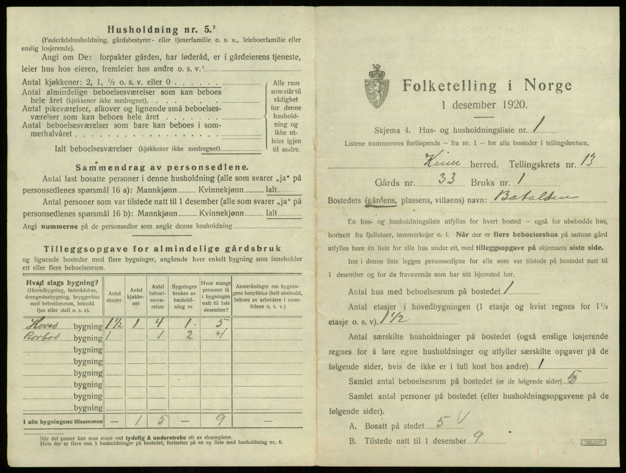 SAB, 1920 census for Kinn, 1920, p. 550