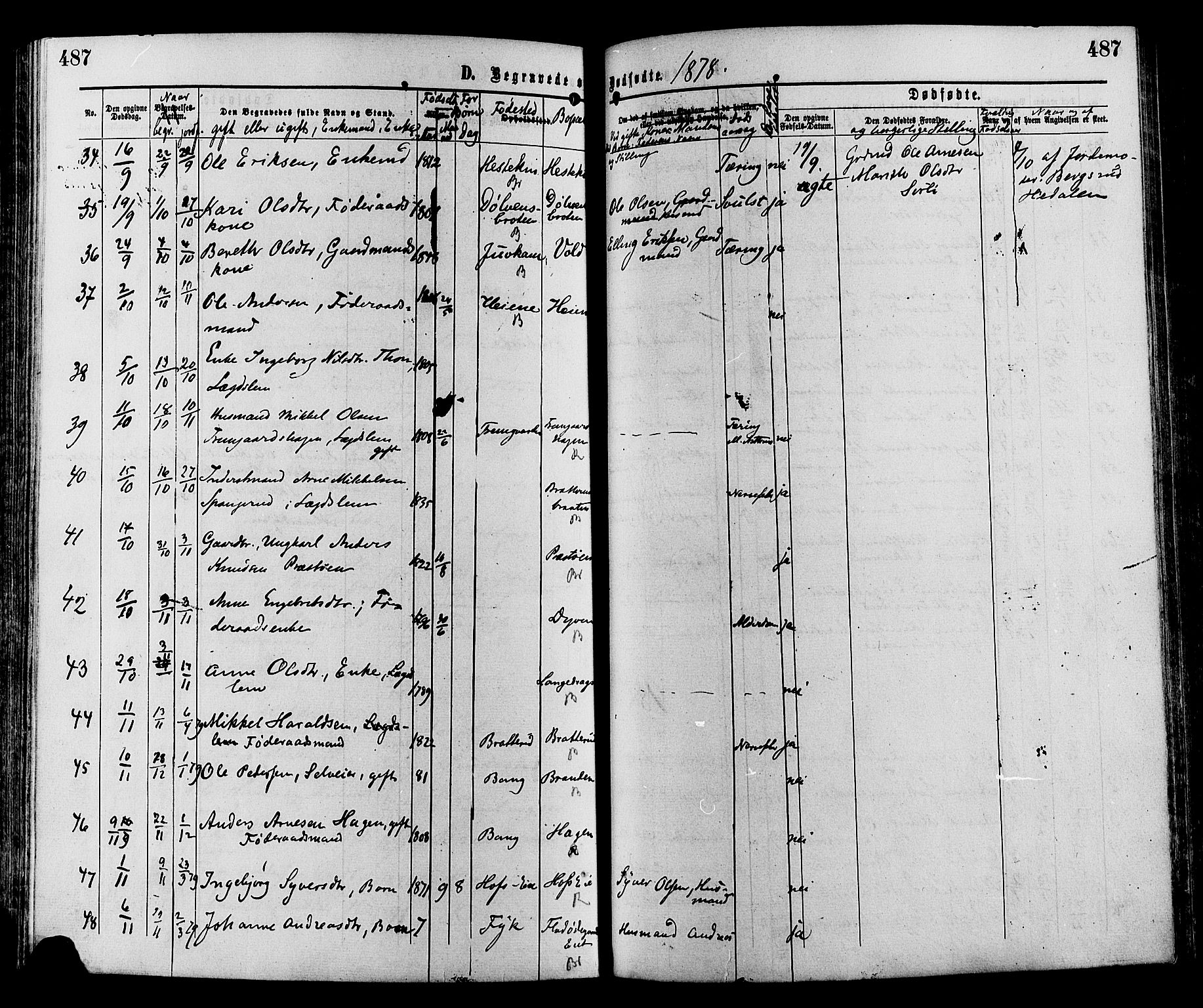 Sør-Aurdal prestekontor, SAH/PREST-128/H/Ha/Haa/L0008: Parish register (official) no. 8, 1877-1885, p. 487