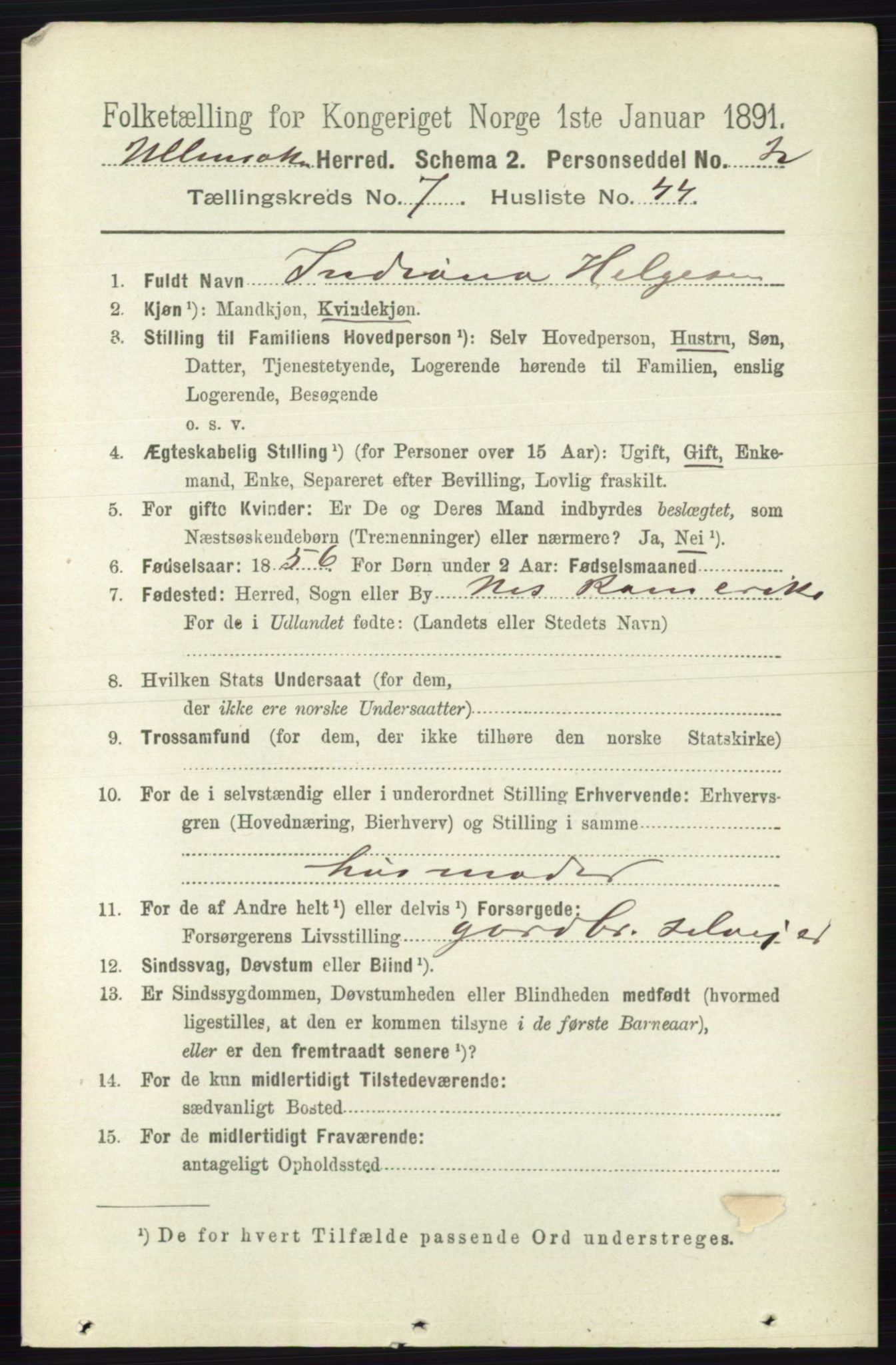 RA, 1891 census for 0235 Ullensaker, 1891, p. 3324