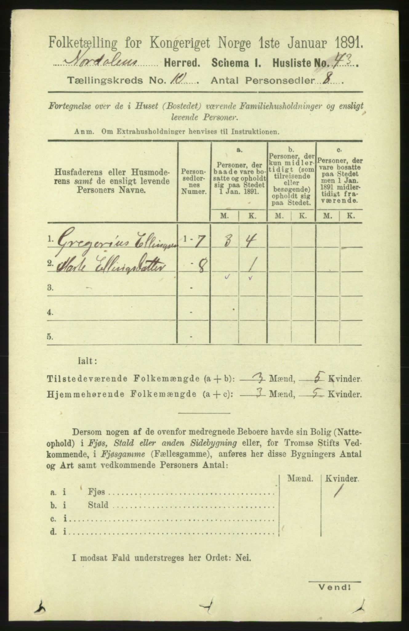 RA, 1891 census for 1524 Norddal, 1891, p. 2192