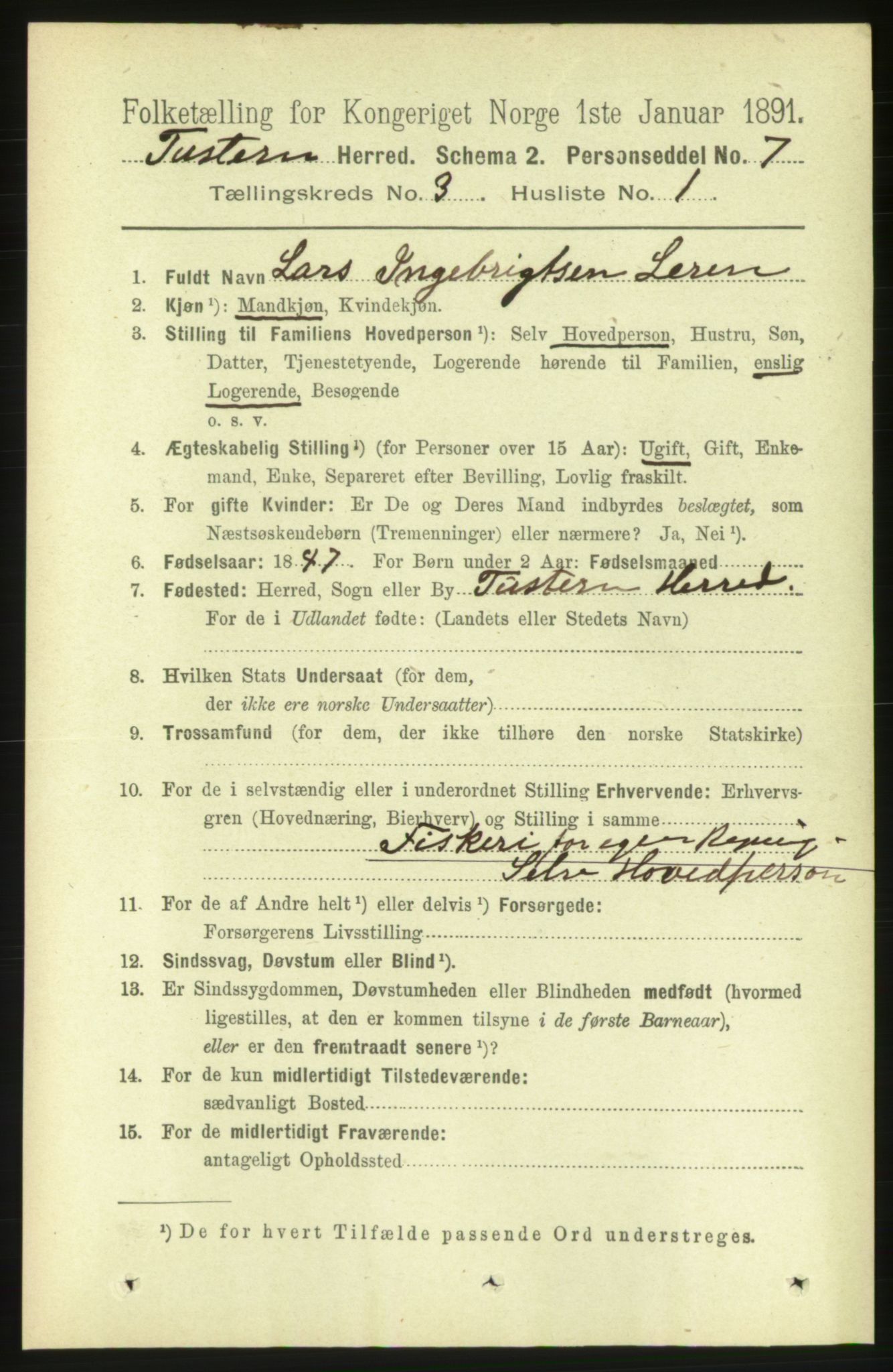 RA, 1891 census for 1572 Tustna, 1891, p. 956