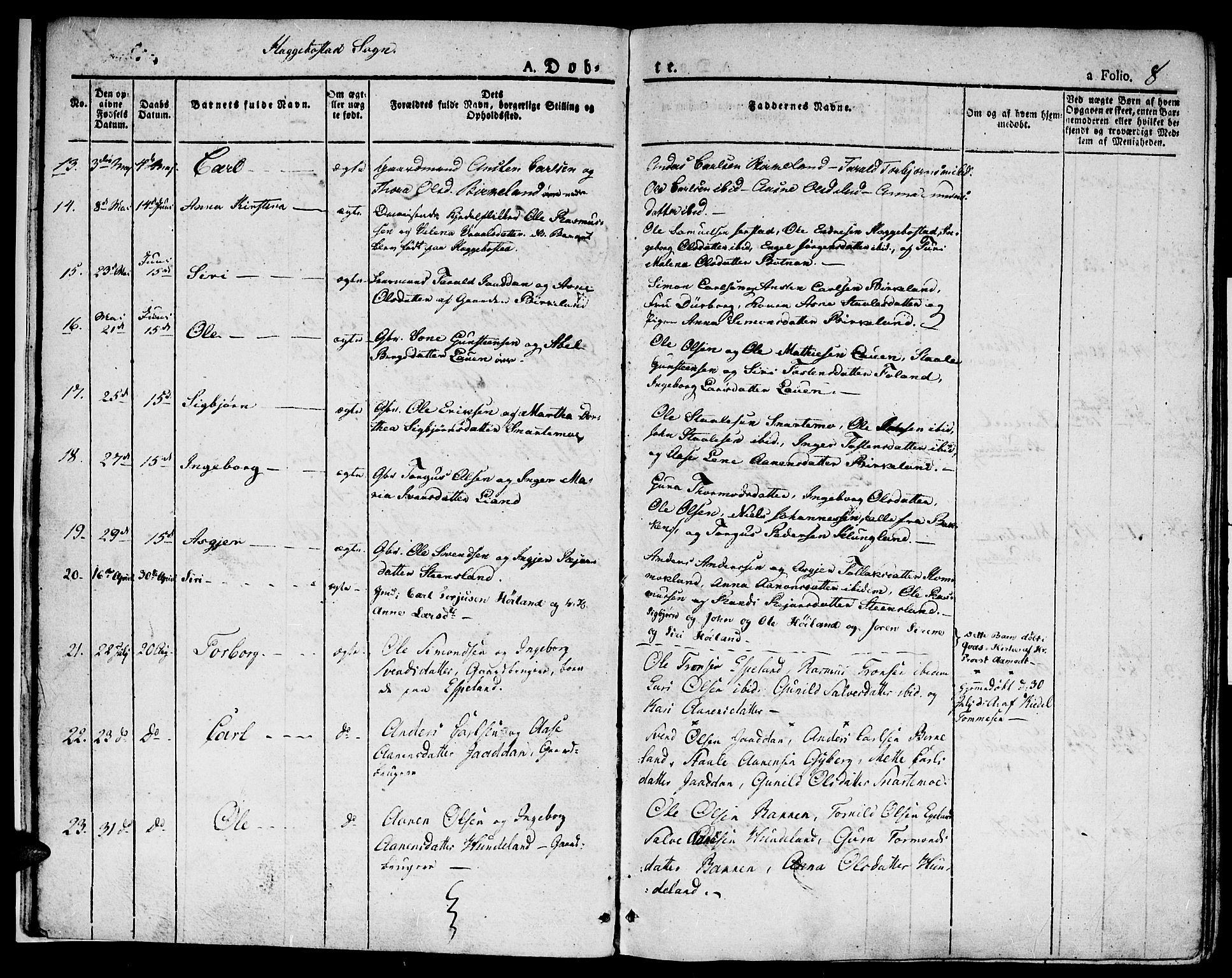 Hægebostad sokneprestkontor, SAK/1111-0024/F/Fa/Faa/L0003: Parish register (official) no. A 3 /1, 1825-1834, p. 8