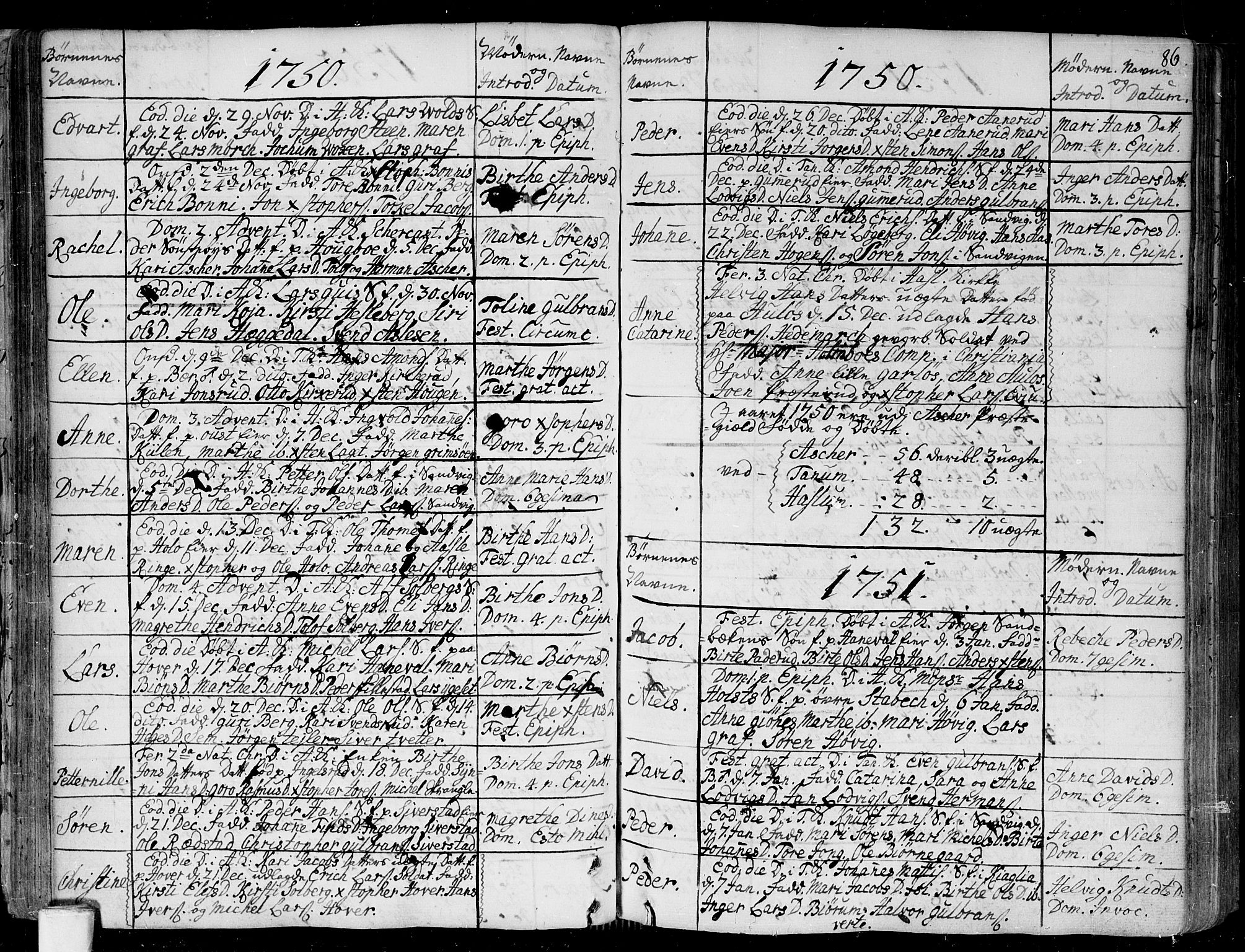 Asker prestekontor Kirkebøker, SAO/A-10256a/F/Fa/L0002: Parish register (official) no. I 2, 1733-1766, p. 86