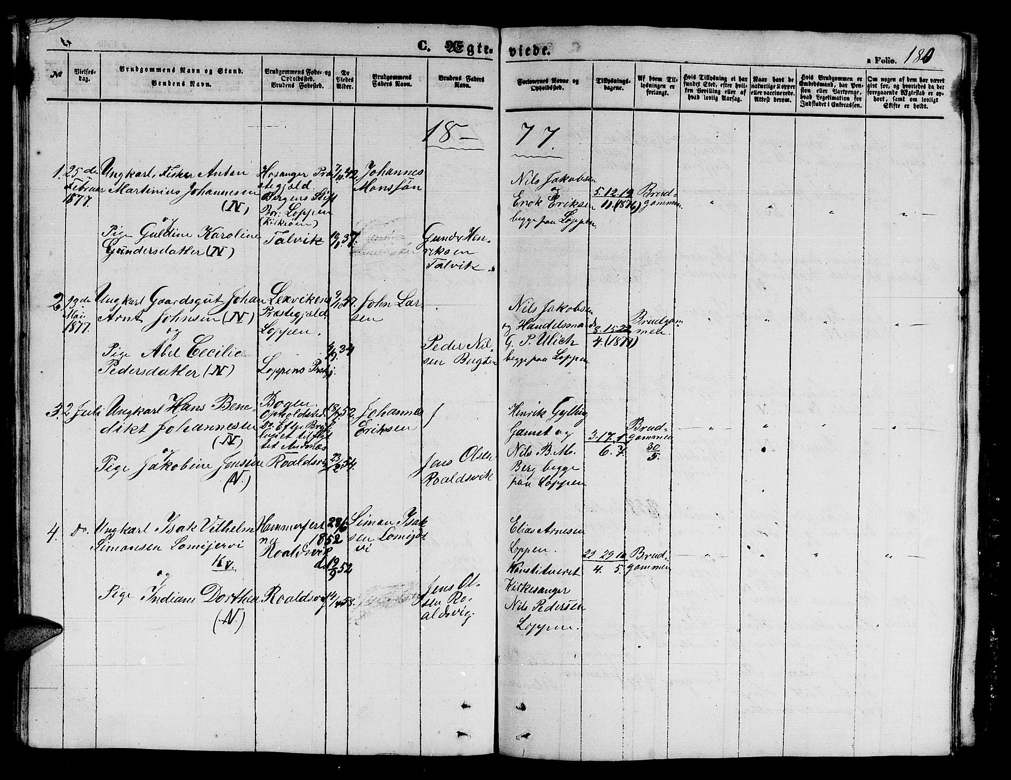 Loppa sokneprestkontor, SATØ/S-1339/H/Hb/L0002klokker: Parish register (copy) no. 2, 1850-1880, p. 184