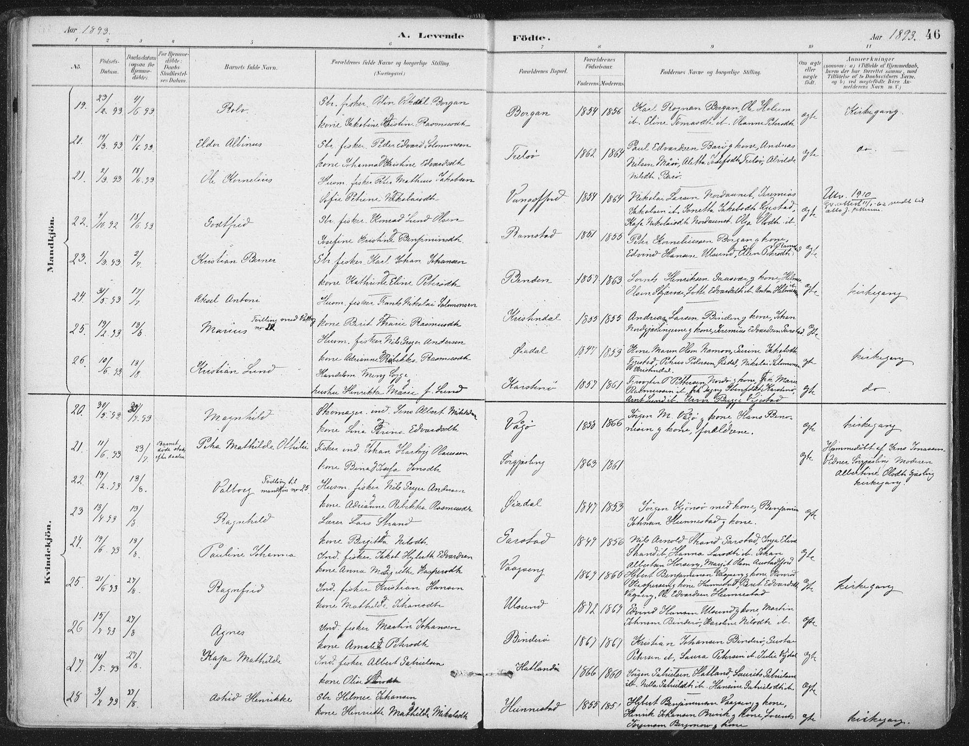 Ministerialprotokoller, klokkerbøker og fødselsregistre - Nord-Trøndelag, AV/SAT-A-1458/786/L0687: Parish register (official) no. 786A03, 1888-1898, p. 46