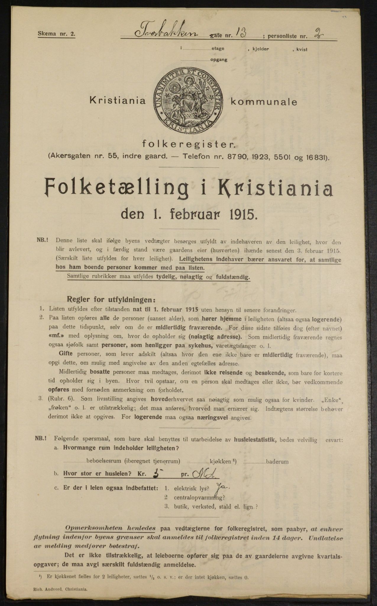 OBA, Municipal Census 1915 for Kristiania, 1915, p. 117690