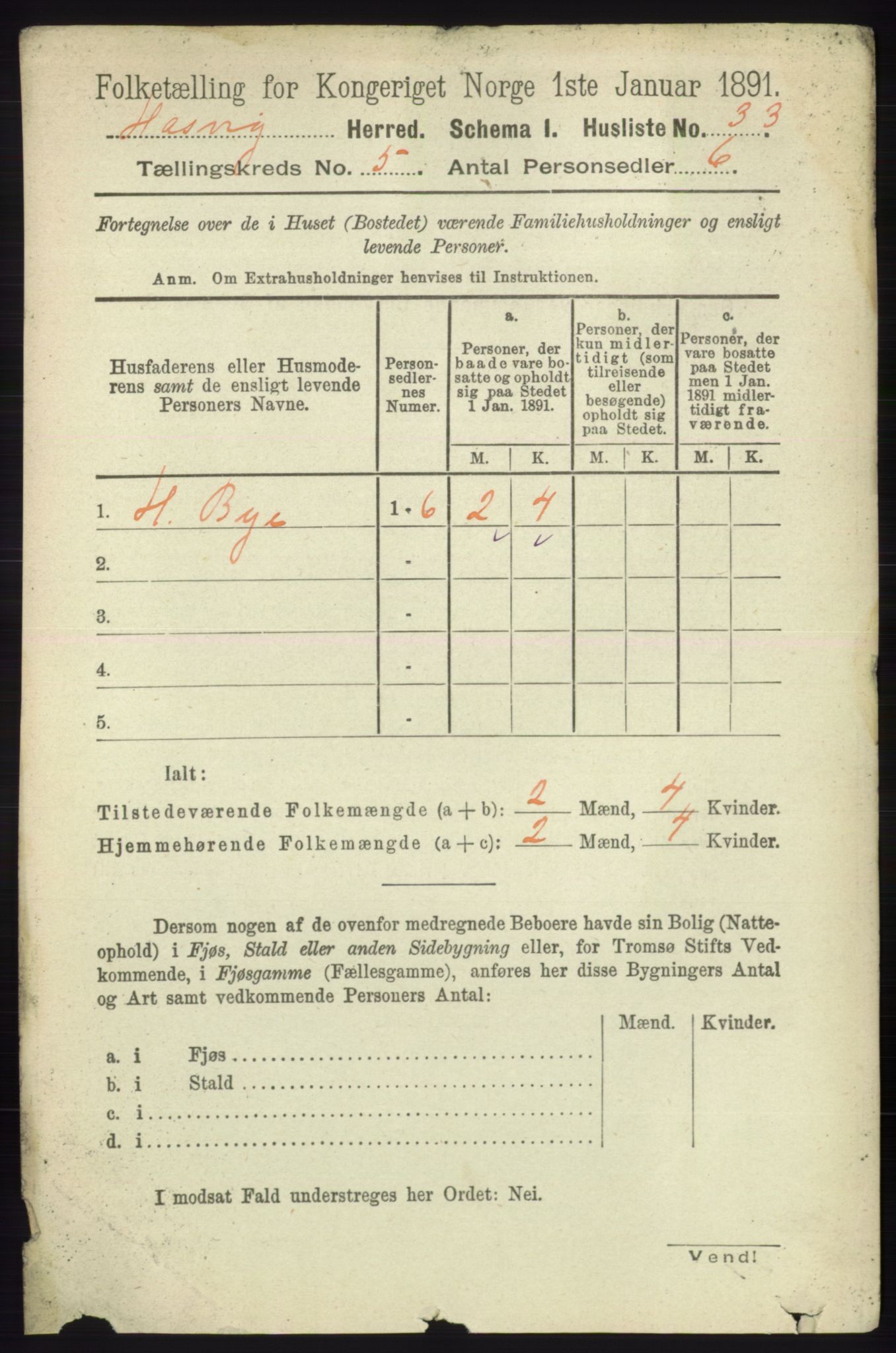 RA, 1891 census for 2015 Hasvik, 1891, p. 636