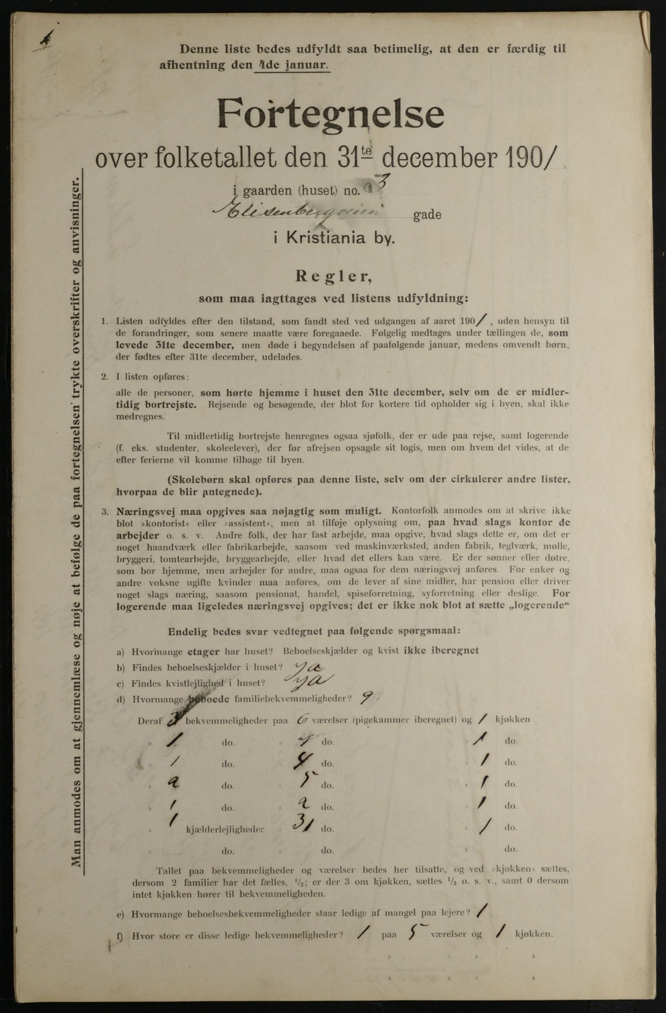 OBA, Municipal Census 1901 for Kristiania, 1901, p. 3250