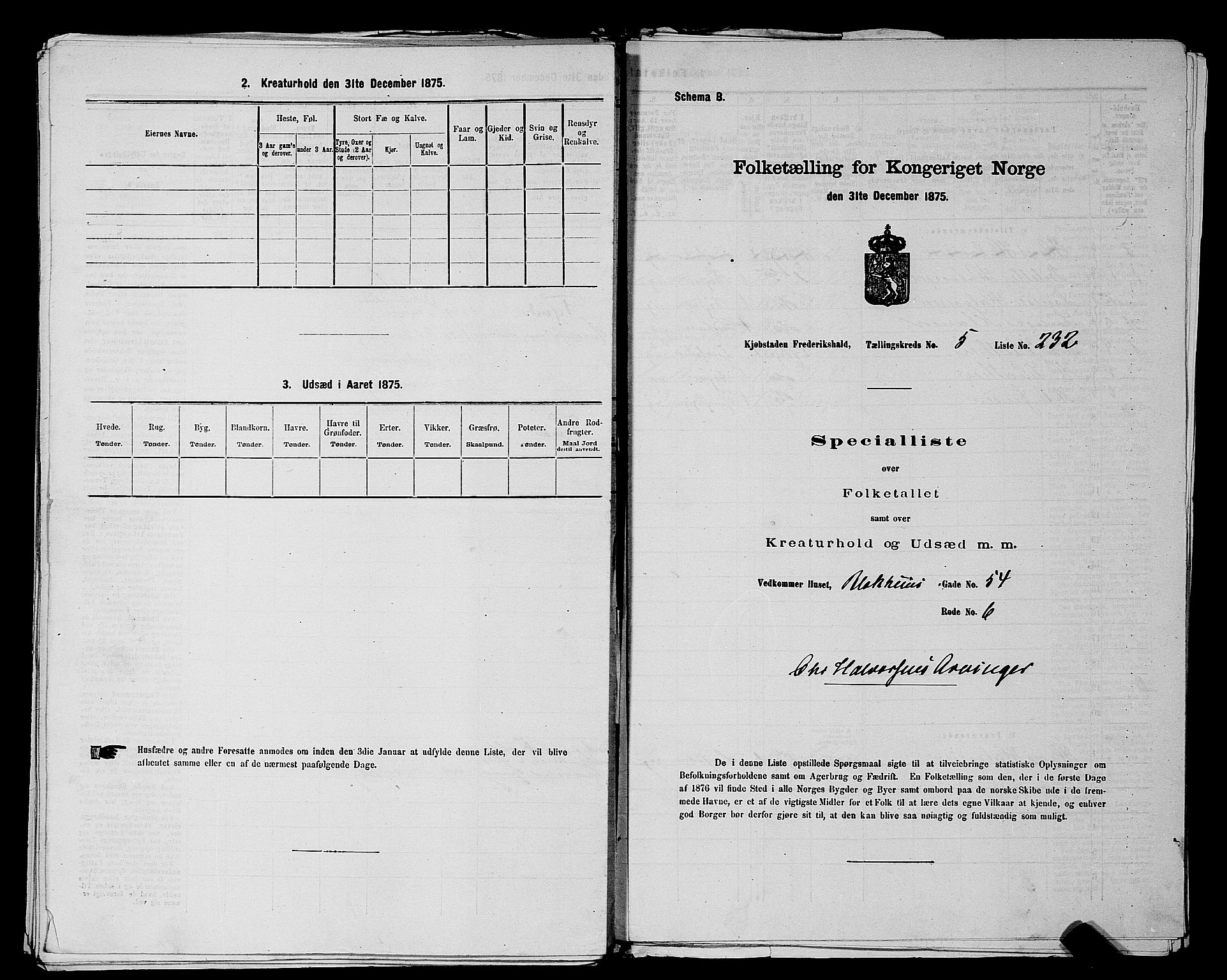 RA, 1875 census for 0101P Fredrikshald, 1875, p. 555