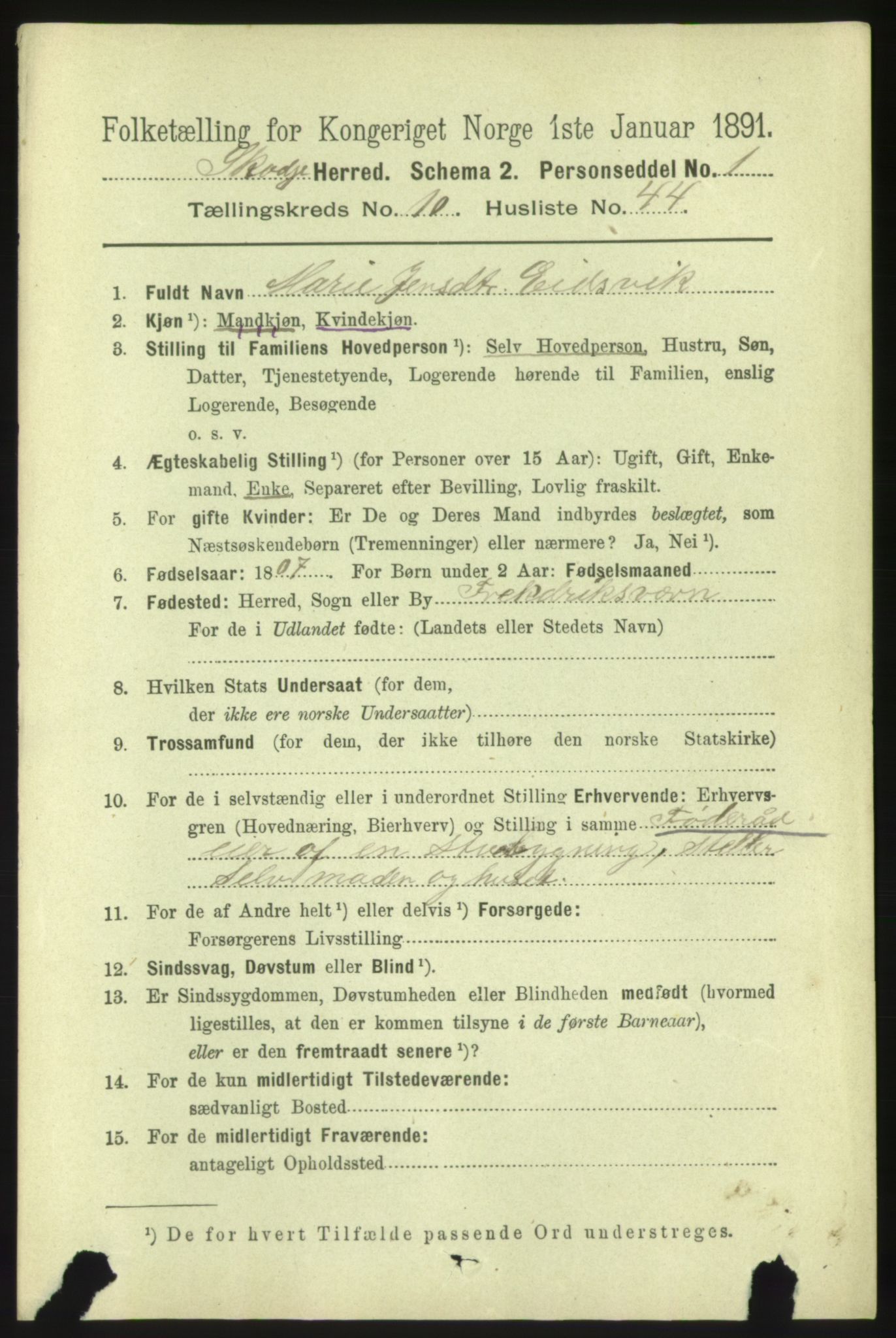 RA, 1891 census for 1529 Skodje, 1891, p. 2263