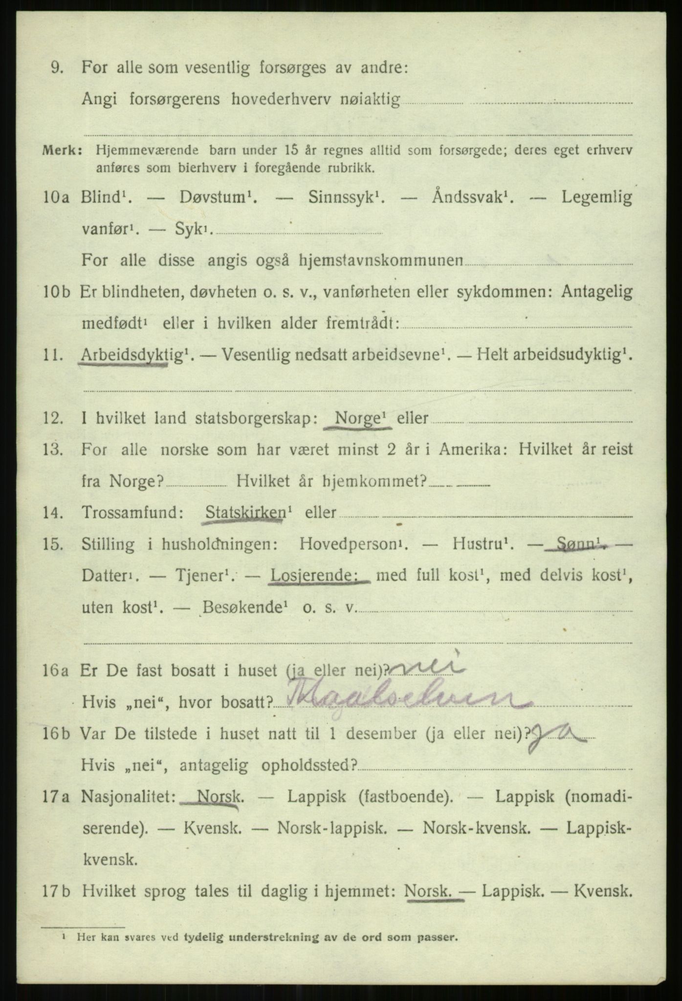 SATØ, 1920 census for Lenvik, 1920, p. 3869