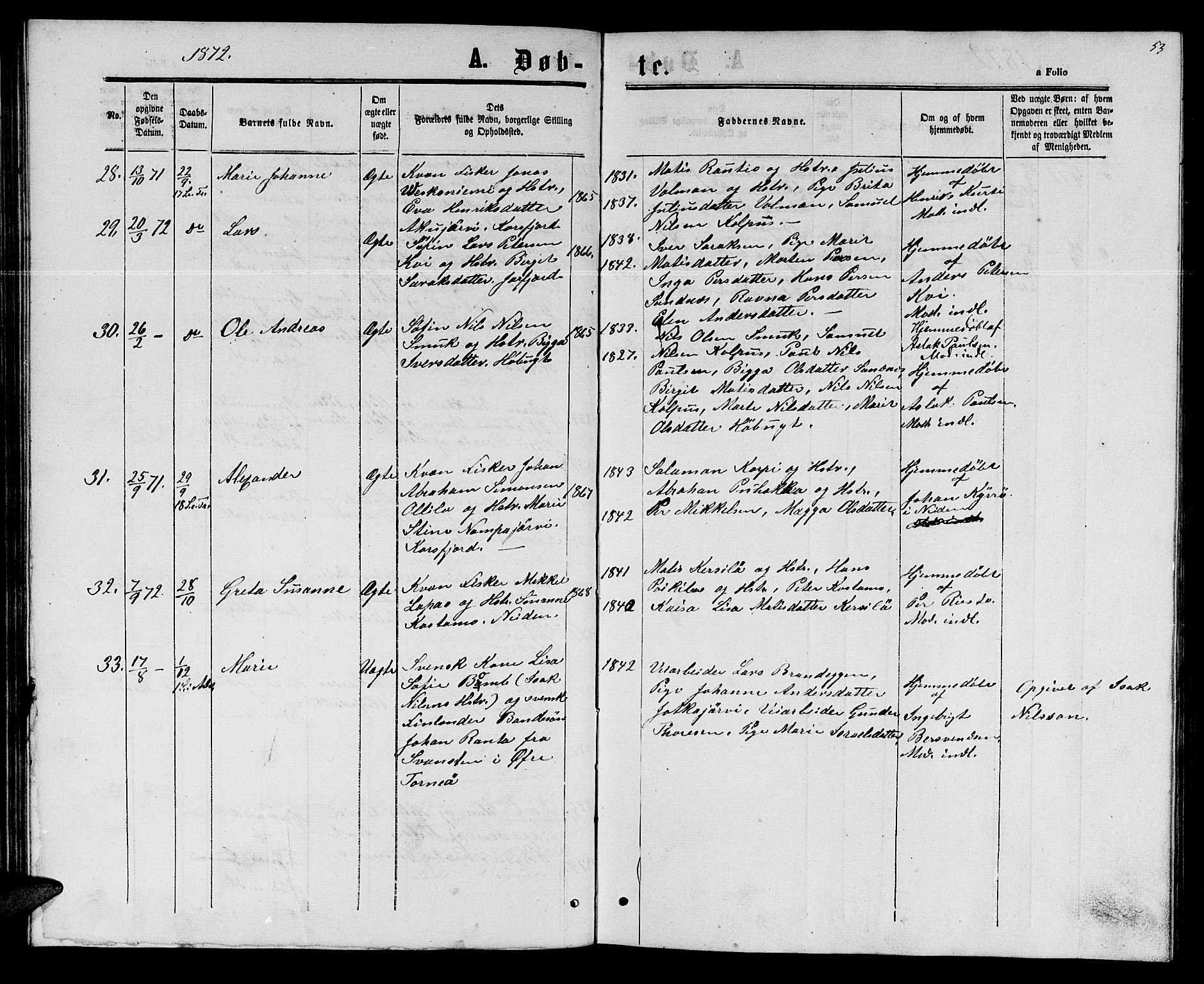 Sør-Varanger sokneprestkontor, AV/SATØ-S-1331/H/Hb/L0001klokker: Parish register (copy) no. 1, 1863-1872, p. 53