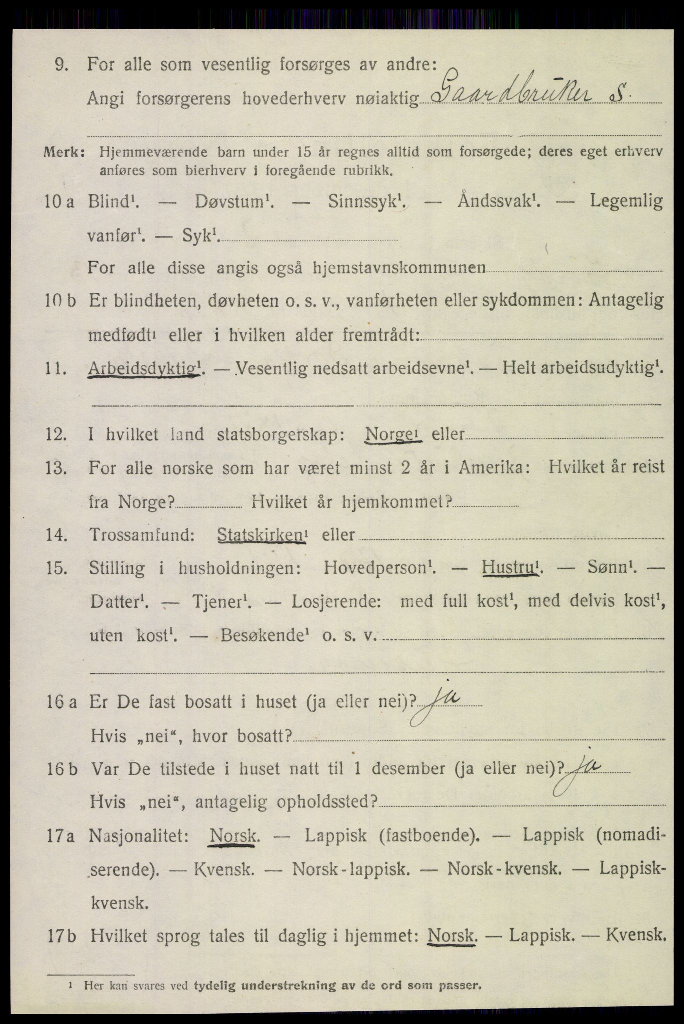 SAT, 1920 census for Lurøy, 1920, p. 5186