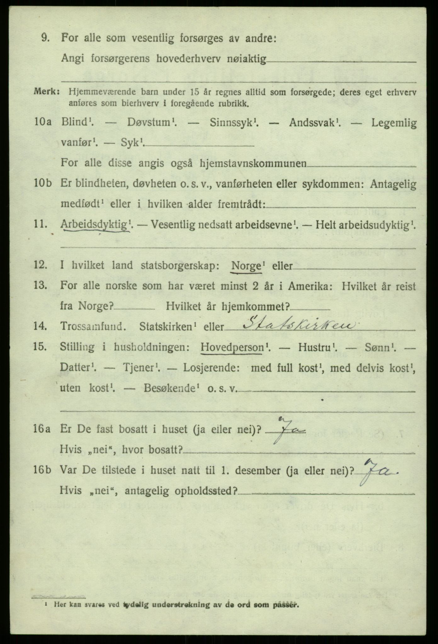 SAB, 1920 census for Os, 1920, p. 2951