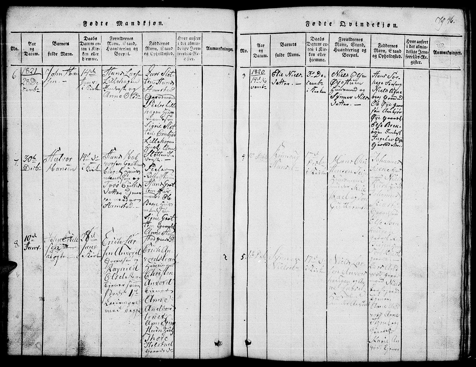 Lom prestekontor, SAH/PREST-070/L/L0001: Parish register (copy) no. 1, 1815-1836, p. 46