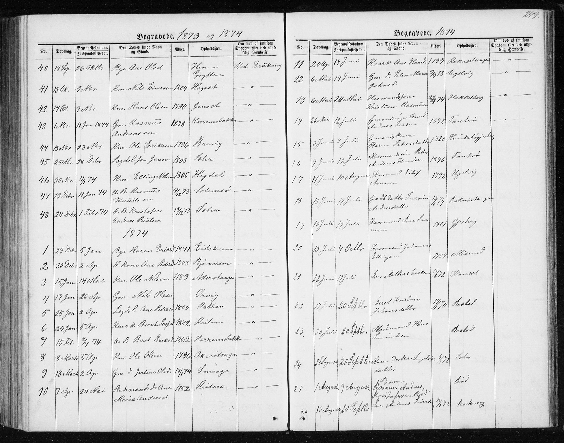 Ministerialprotokoller, klokkerbøker og fødselsregistre - Møre og Romsdal, AV/SAT-A-1454/560/L0724: Parish register (copy) no. 560C01, 1867-1892, p. 249