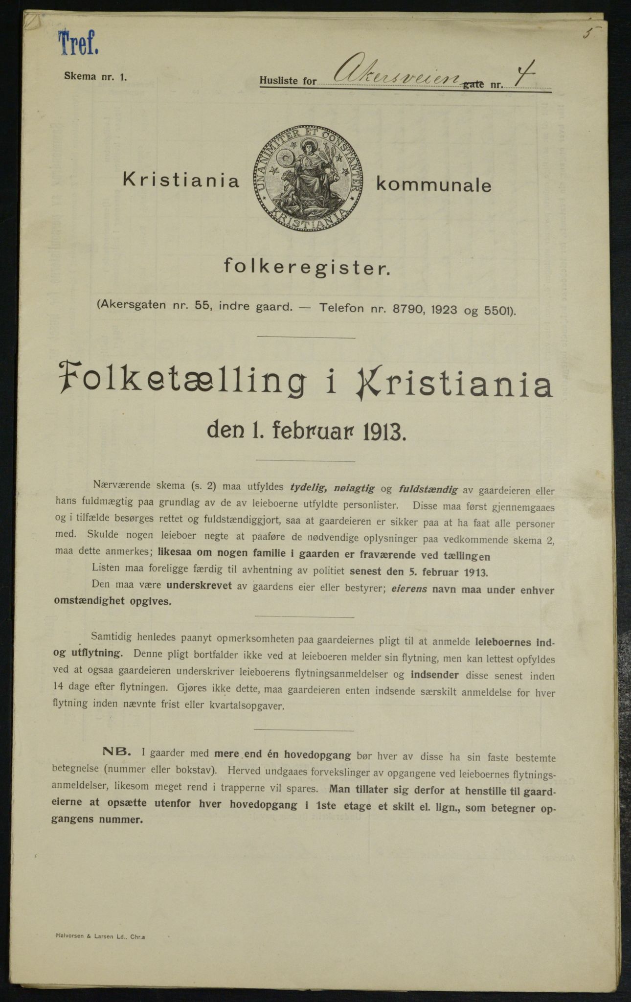 OBA, Municipal Census 1913 for Kristiania, 1913, p. 815