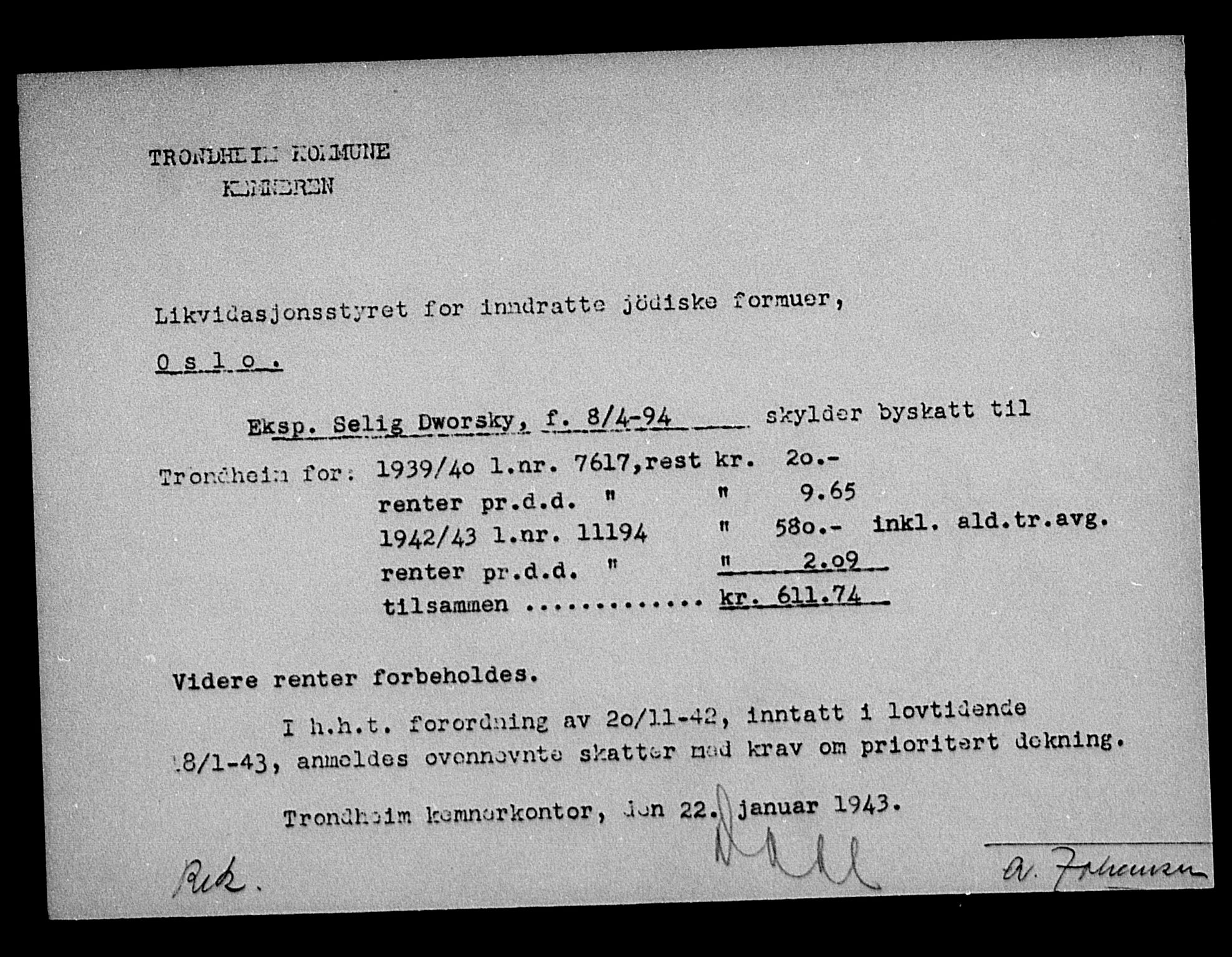 Justisdepartementet, Tilbakeføringskontoret for inndratte formuer, AV/RA-S-1564/H/Hc/Hca/L0895: --, 1945-1947, p. 23