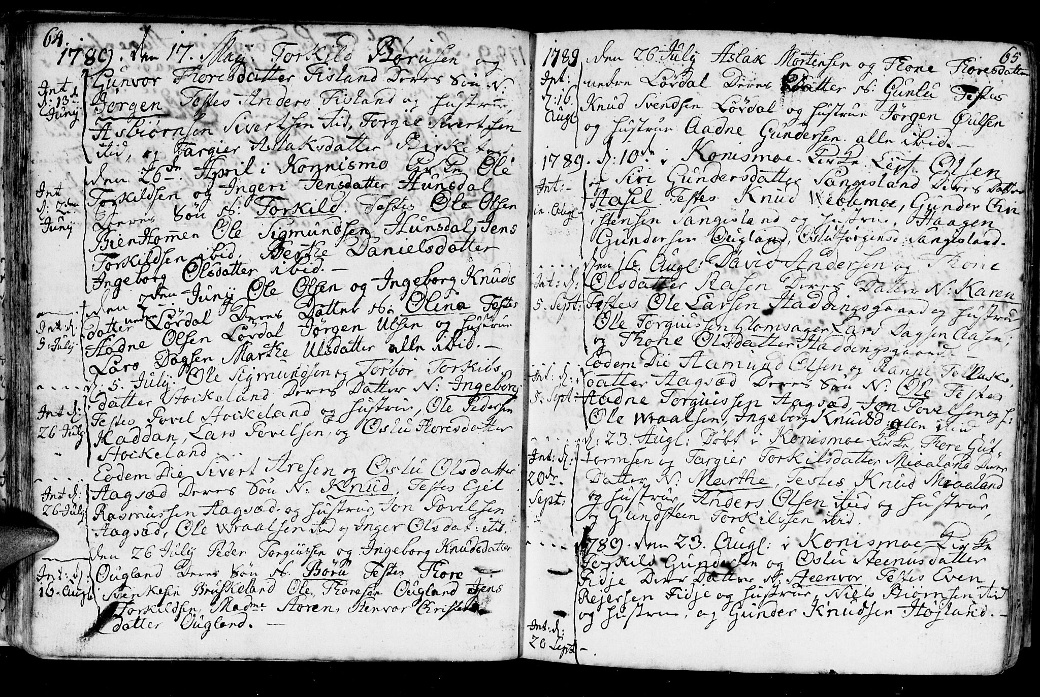 Holum sokneprestkontor, AV/SAK-1111-0022/F/Fa/Fab/L0004: Parish register (official) no. A 4, 1774-1847, p. 64-65