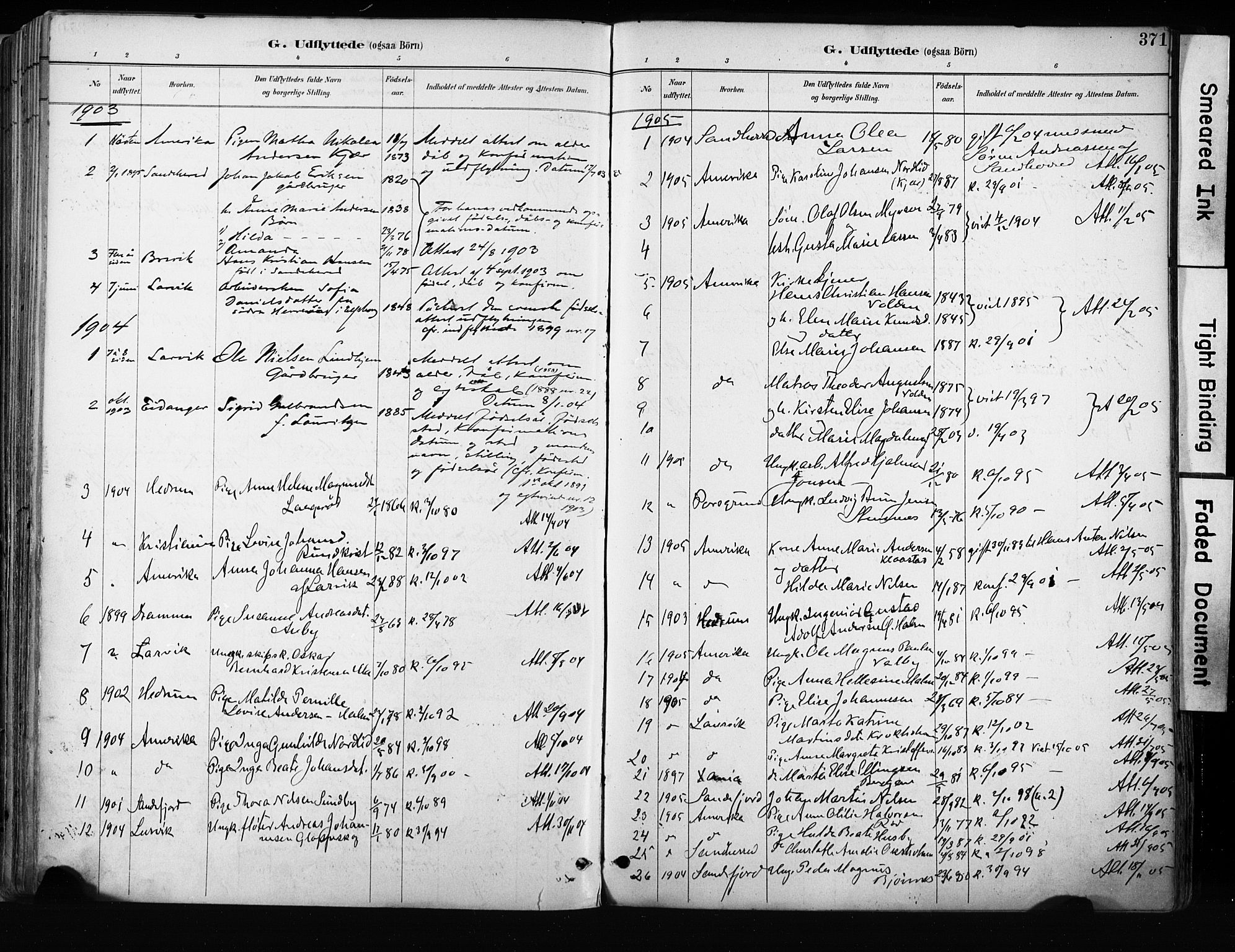 Tjølling kirkebøker, AV/SAKO-A-60/F/Fa/L0009: Parish register (official) no. 9, 1887-1905, p. 371