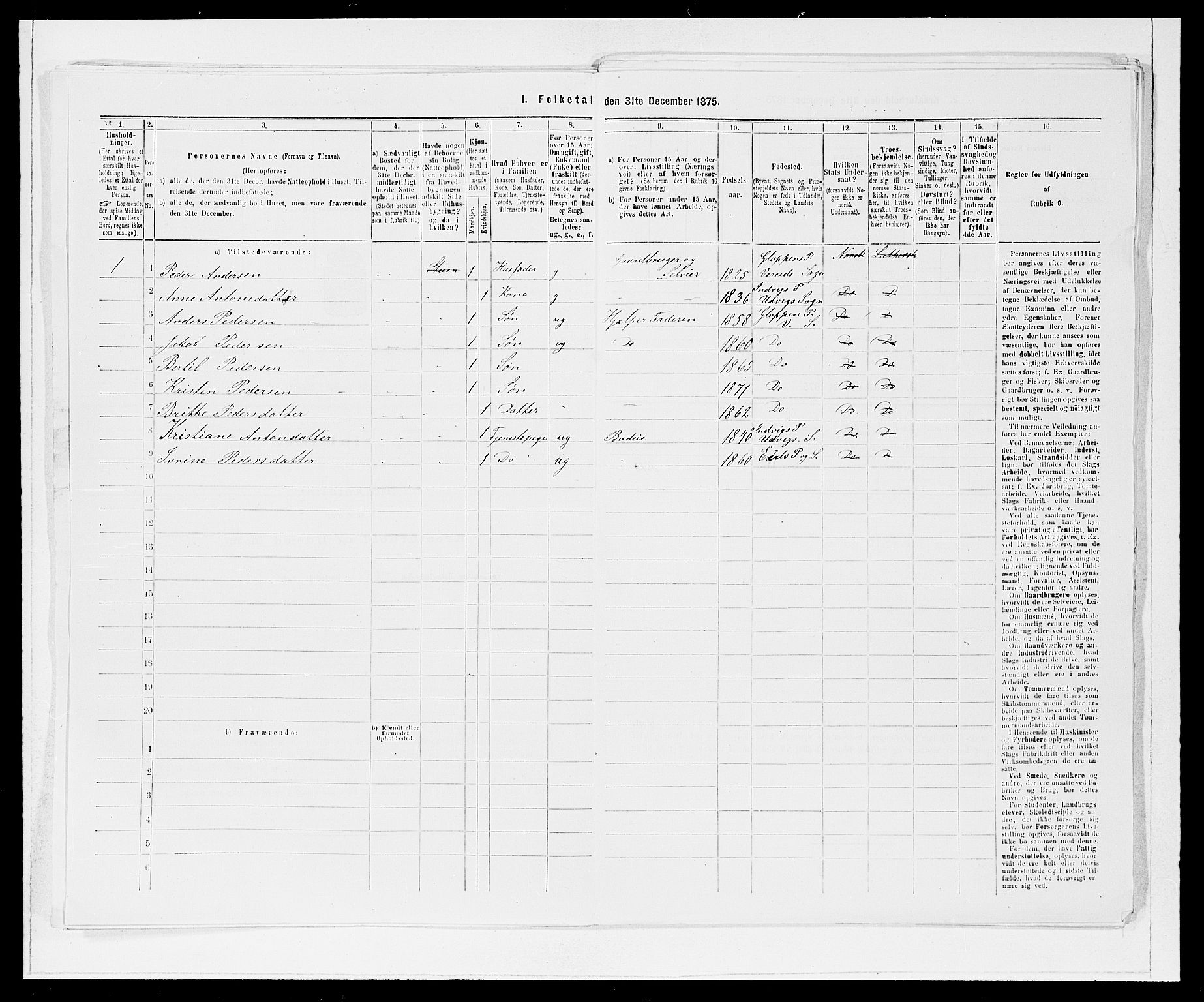 SAB, 1875 Census for 1445P Gloppen, 1875, p. 783