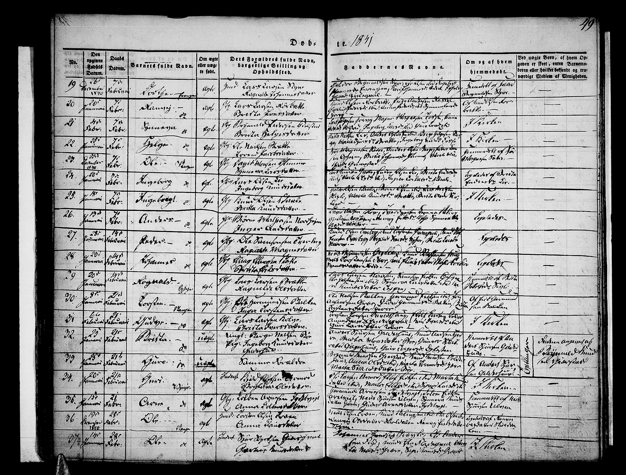 Voss sokneprestembete, AV/SAB-A-79001/H/Haa: Parish register (official) no. A 13, 1836-1851, p. 49