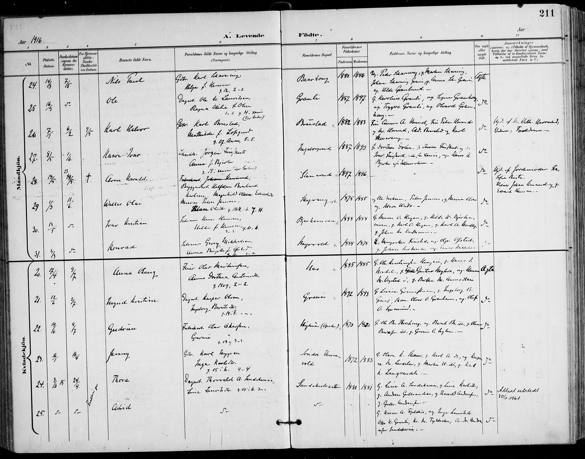 Nes prestekontor Kirkebøker, AV/SAO-A-10410/F/Fa/L0011: Parish register (official) no. I 11, 1899-1918, p. 211