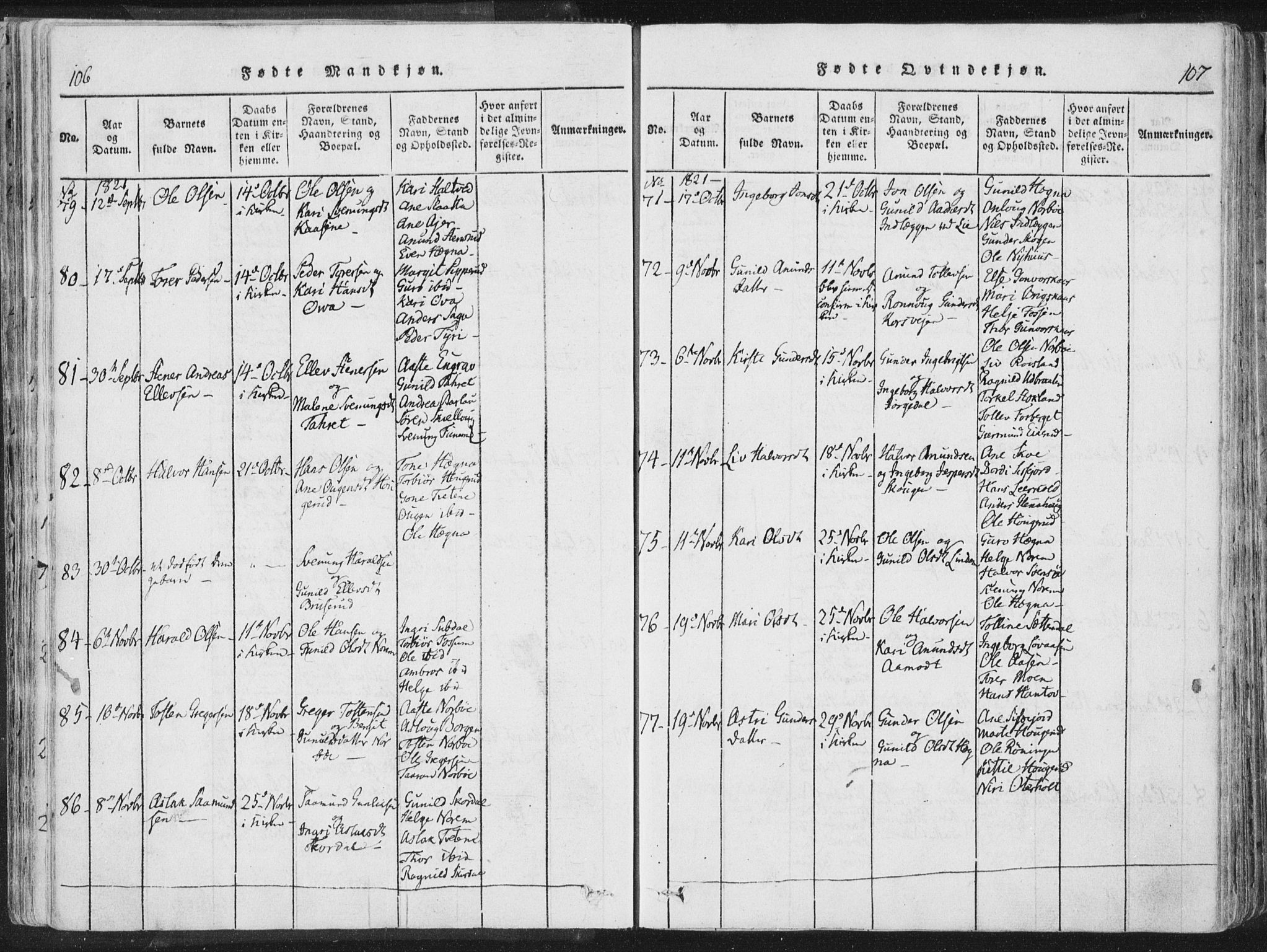 Bø kirkebøker, SAKO/A-257/F/Fa/L0006: Parish register (official) no. 6, 1815-1831, p. 106-107