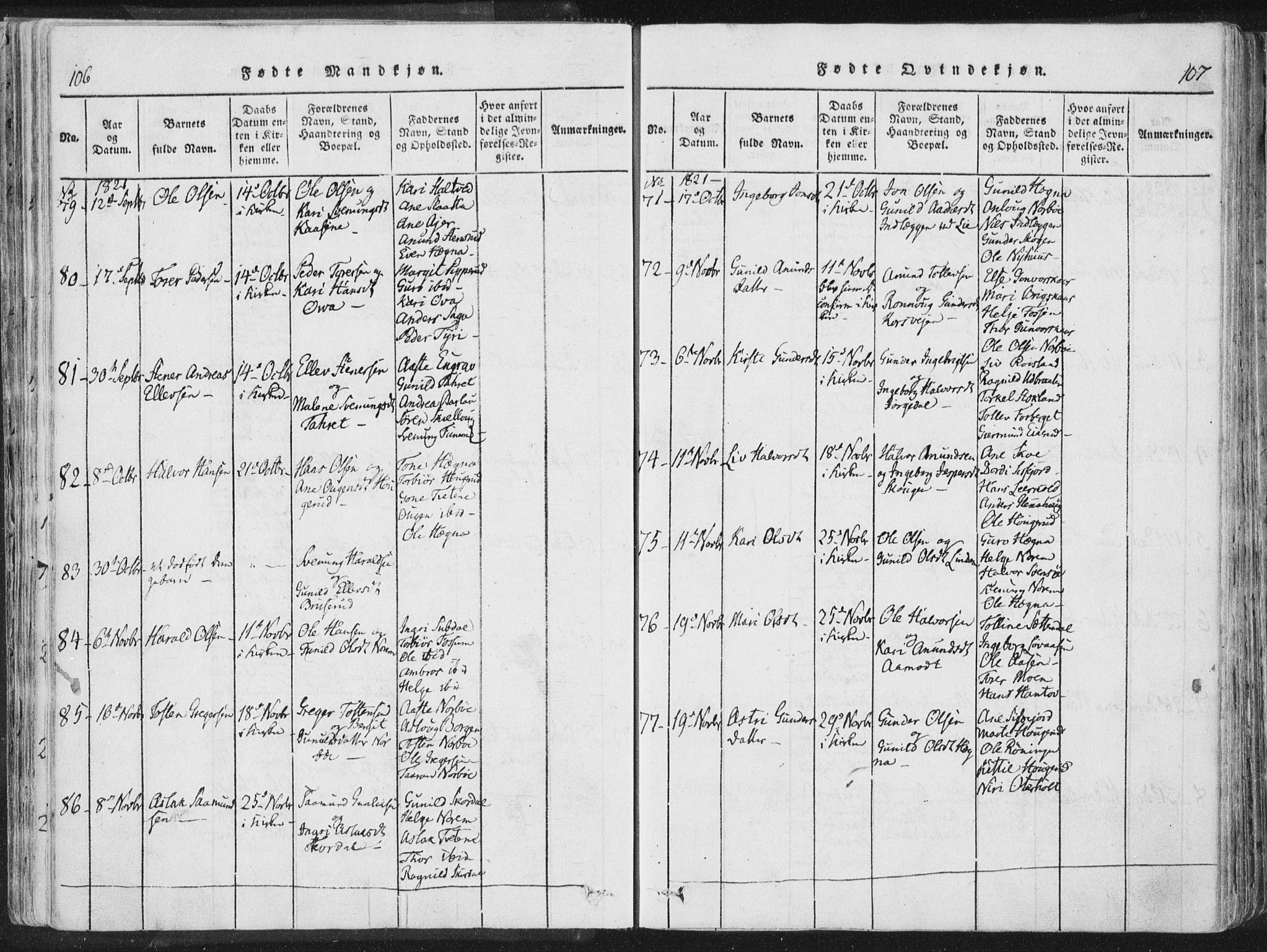 Bø kirkebøker, AV/SAKO-A-257/F/Fa/L0006: Parish register (official) no. 6, 1815-1831, p. 106-107