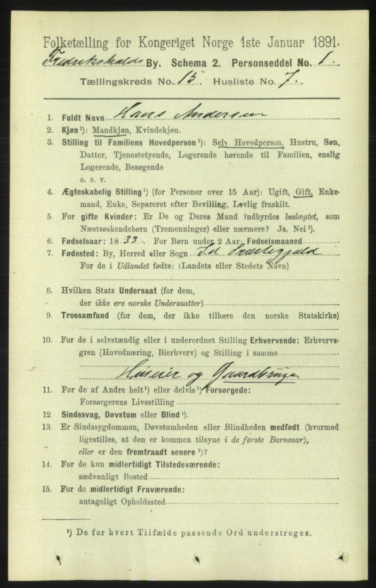 RA, 1891 census for 0101 Fredrikshald, 1891, p. 9527