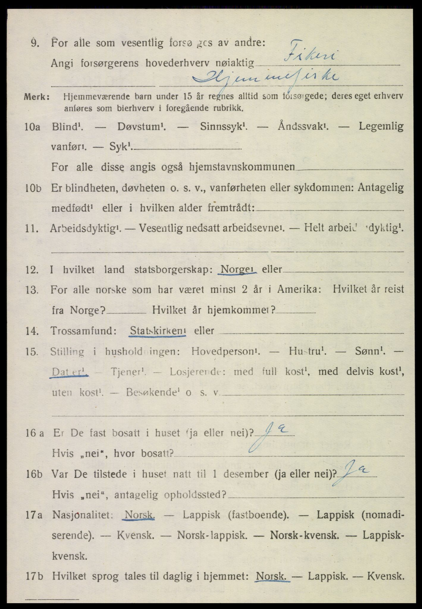 SAT, 1920 census for Vikna, 1920, p. 6696