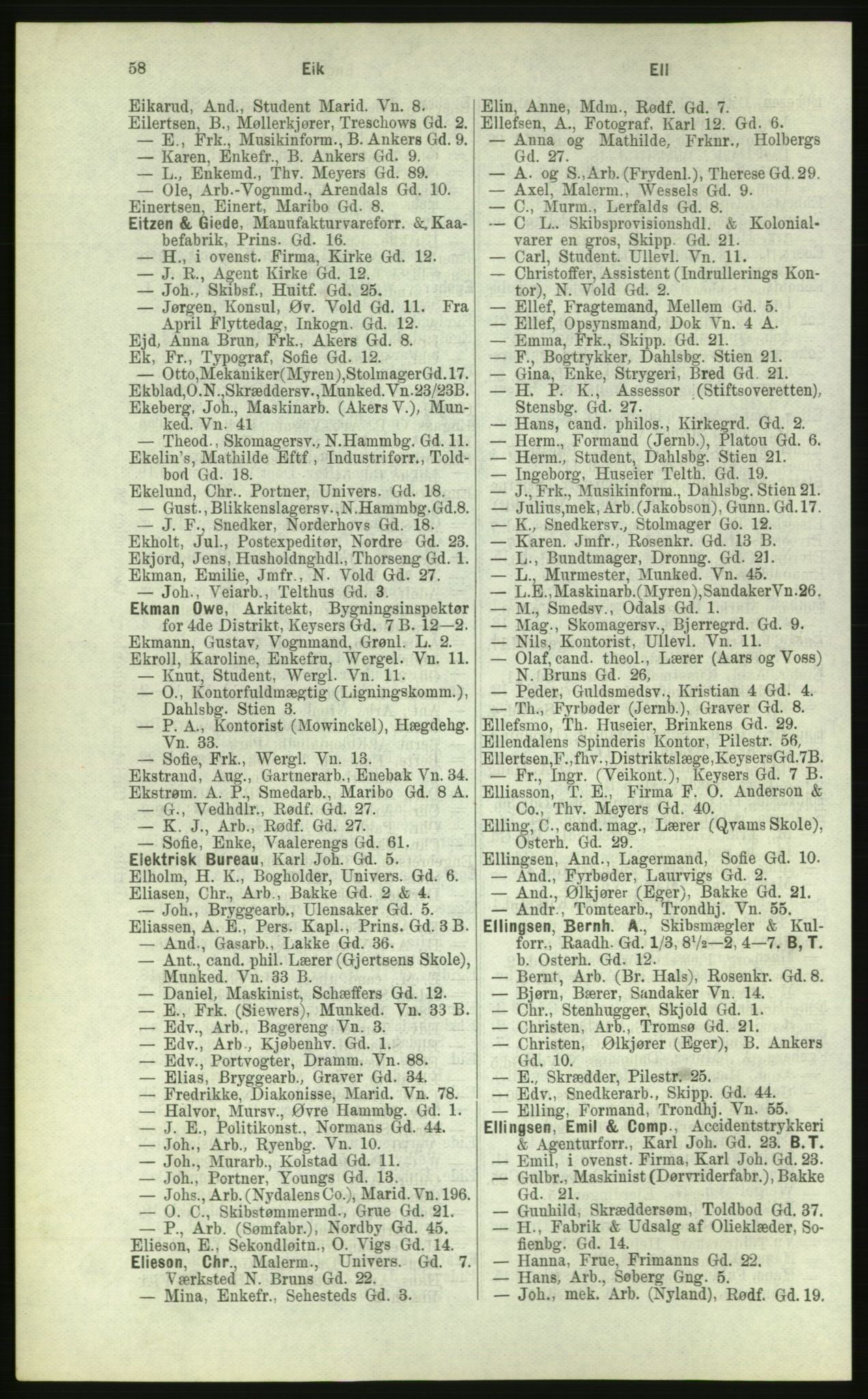 Kristiania/Oslo adressebok, PUBL/-, 1884, p. 58