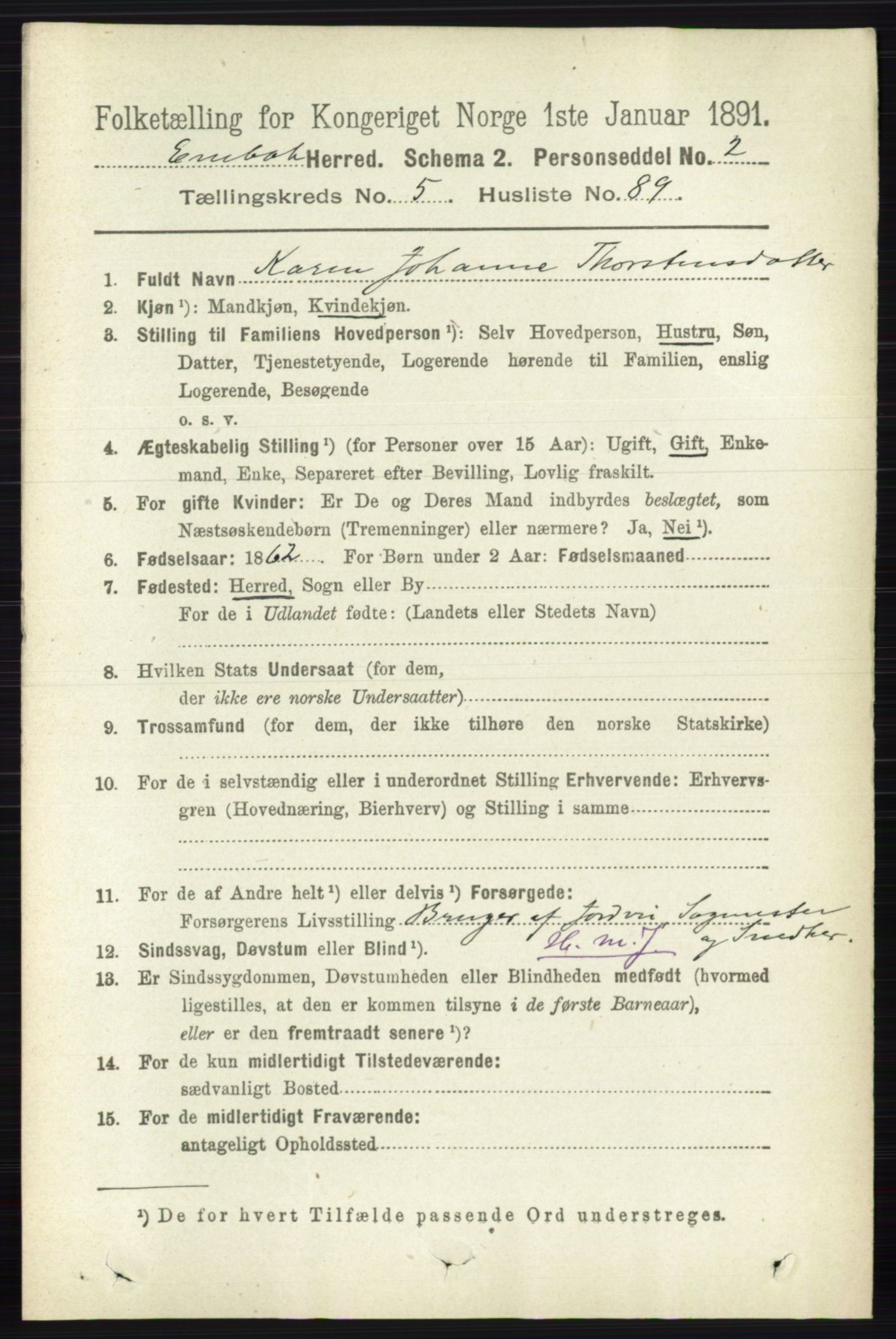 RA, 1891 census for 0229 Enebakk, 1891, p. 2528