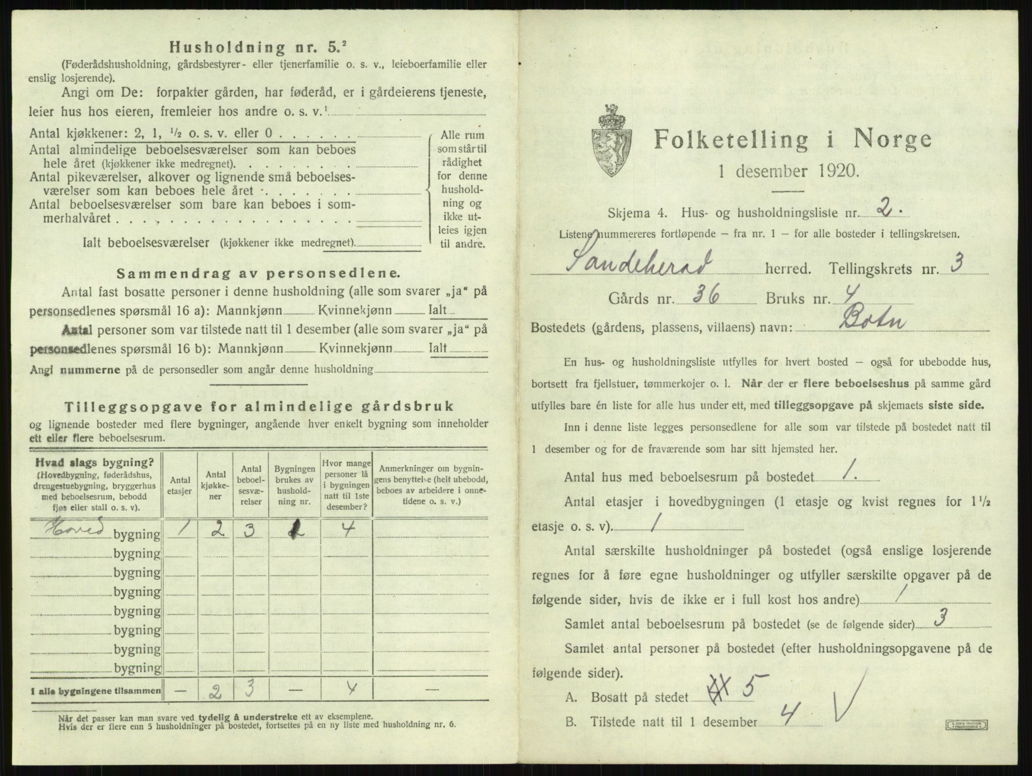 SAKO, 1920 census for Sandeherred, 1920, p. 385