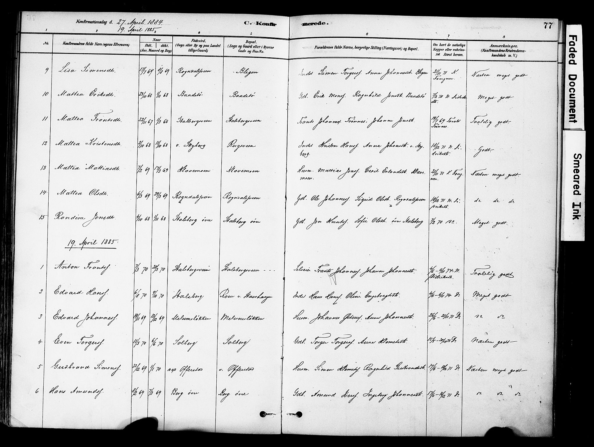 Øyer prestekontor, AV/SAH-PREST-084/H/Ha/Haa/L0009: Parish register (official) no. 9, 1878-1893, p. 77