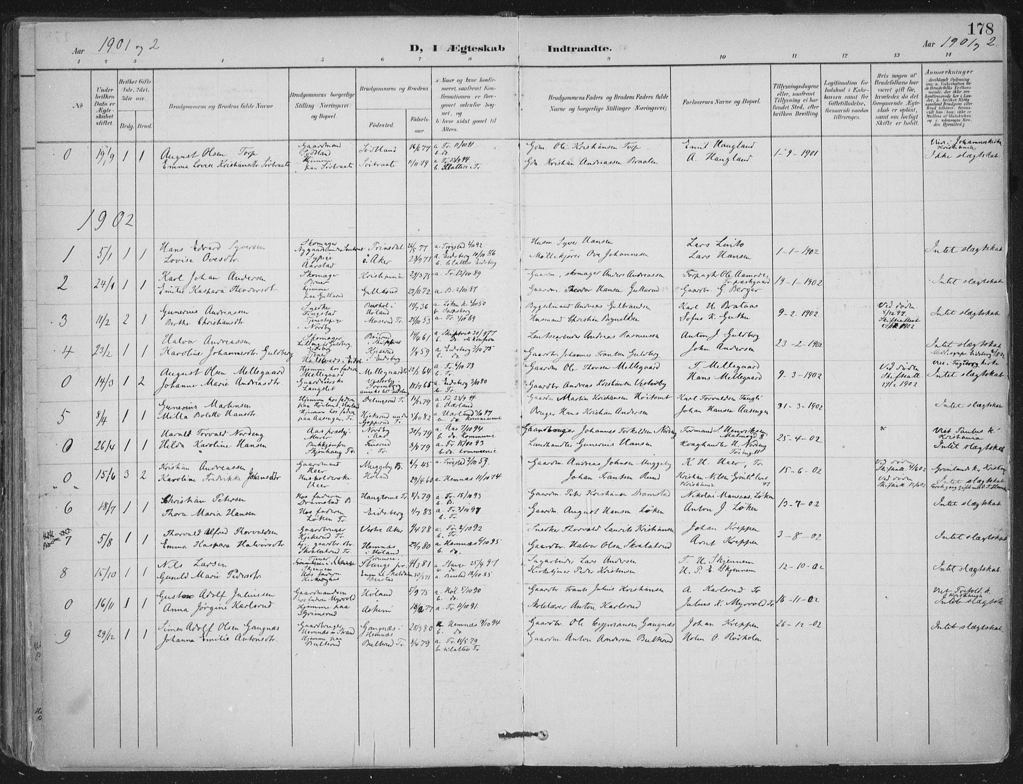 Trøgstad prestekontor Kirkebøker, AV/SAO-A-10925/F/Fa/L0011: Parish register (official) no. I 11, 1899-1919, p. 178